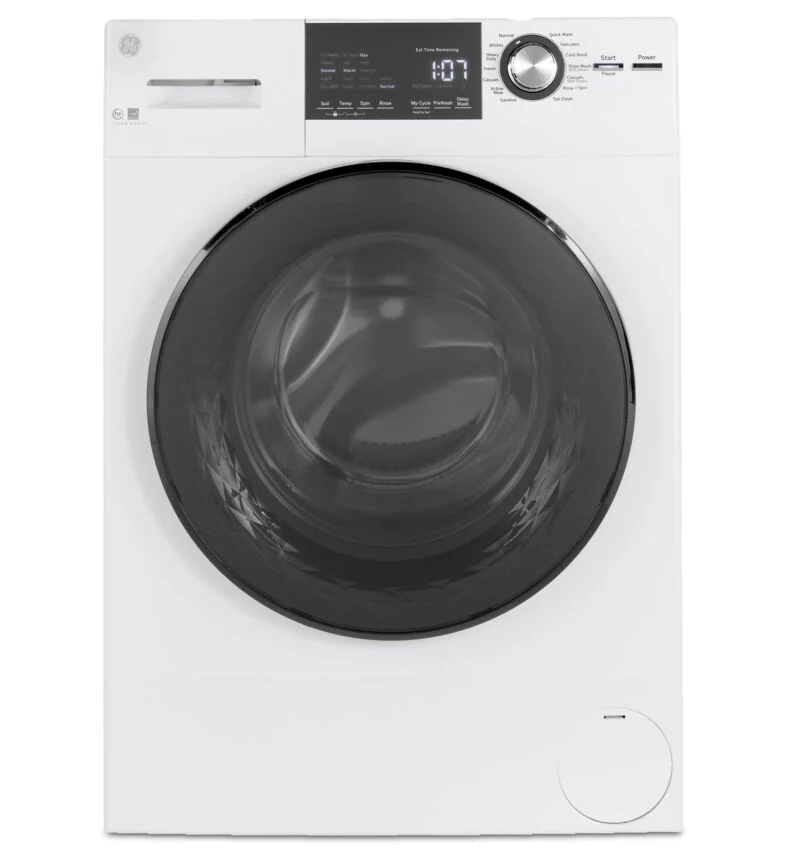 GE White Front Load Washer with Steam (2.8 IEC Cu.Ft.) & Ventless Condenser Electric Dryer (4.1 Cu.Ft.) - GFW148SSMWW/GFT14JSIMWW - Image 5