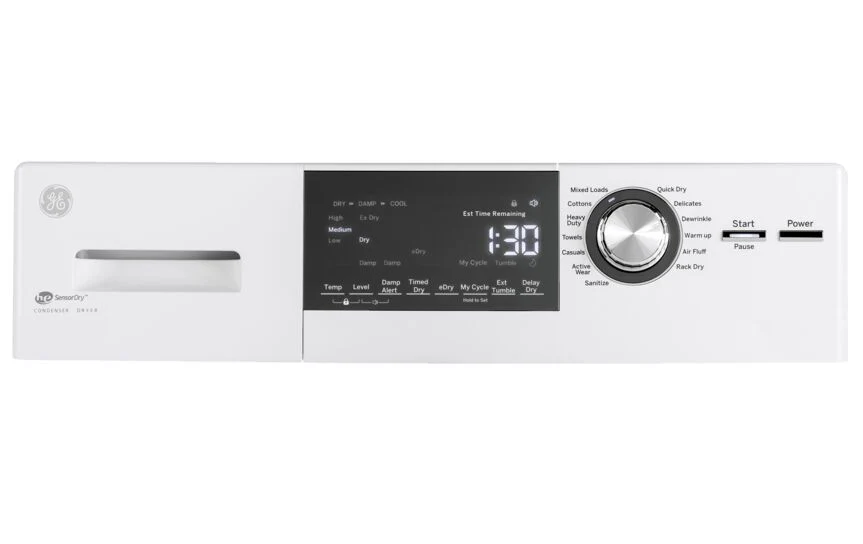 GE White Front Load Washer with Steam (2.8 IEC Cu.Ft.) & Ventless Condenser Electric Dryer (4.1 Cu.Ft.) - GFW148SSMWW/GFT14JSIMWW - Image 8