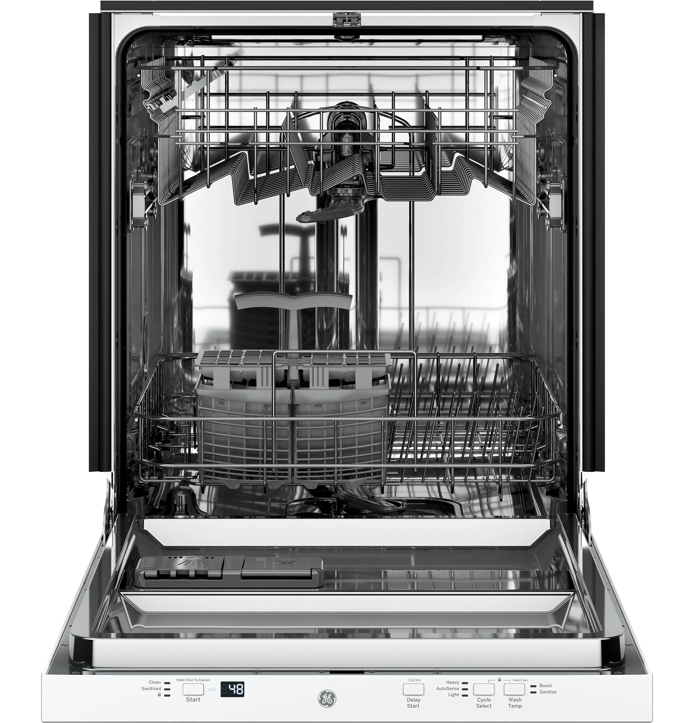 GE White Kitchen Package with Top-Freezer Refrigerator, Electric Range & Built-In Dishwasher - Image 5