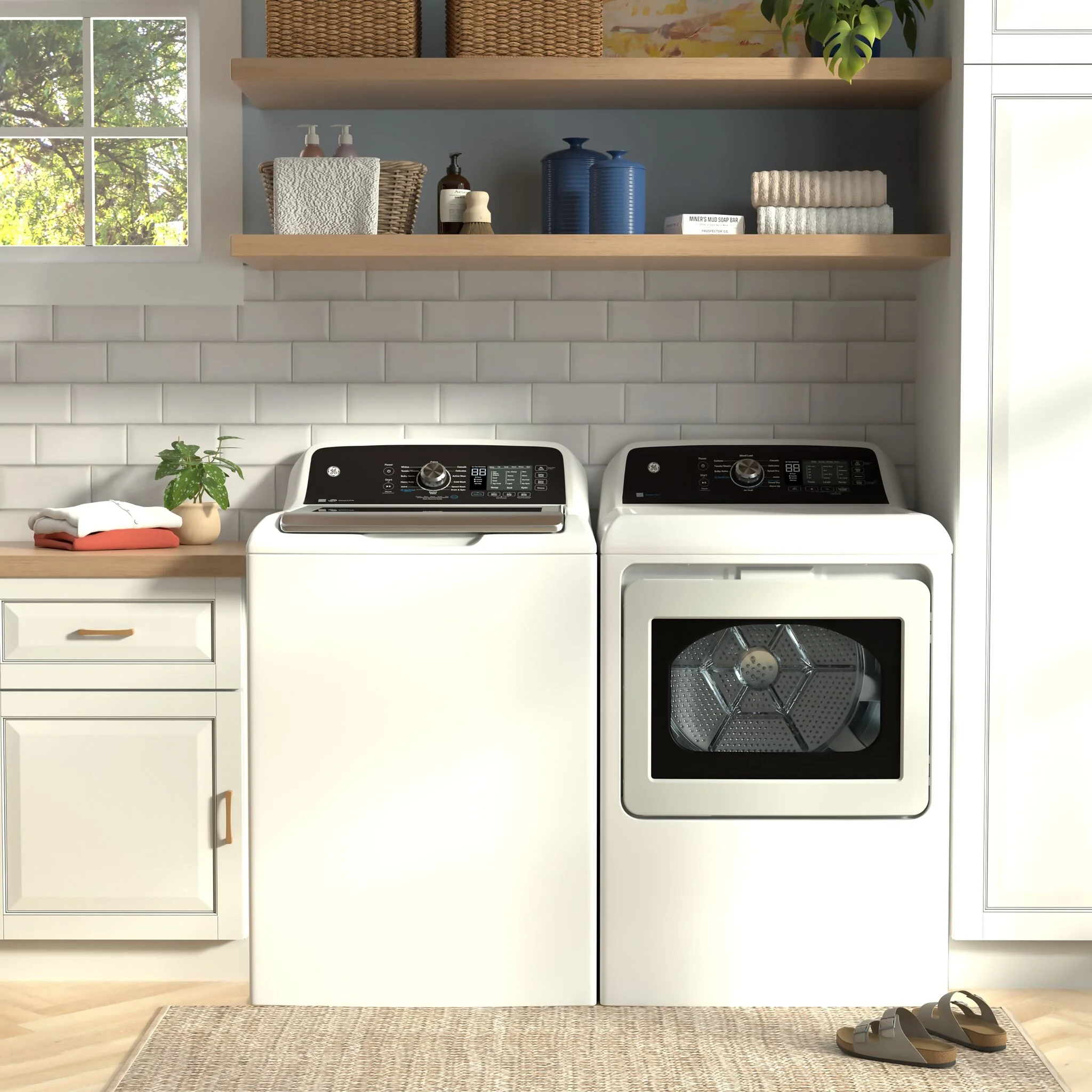 GE White Top Load Washer (5.3 Cu. Ft.) & Electric Dryer with SaniFresh (7.4 cu.ft.) - GTW681BMRWS/GTD68EBMRWS - Image 7