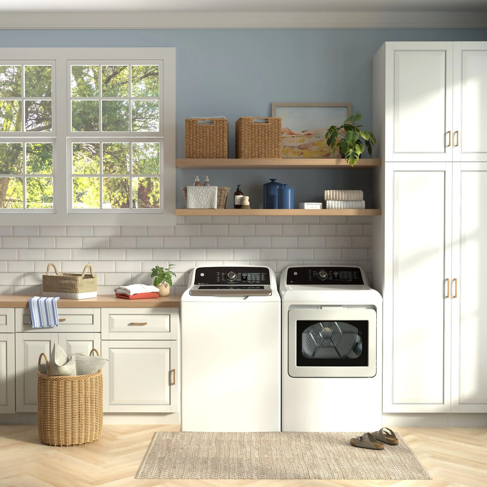 GE White Top Load Washer (5.3 Cu. Ft.) & Gas Dryer with SaniFresh (7.4 cu.ft.) - GTW681BMRWS/GTD68GBMRWS - Image 7