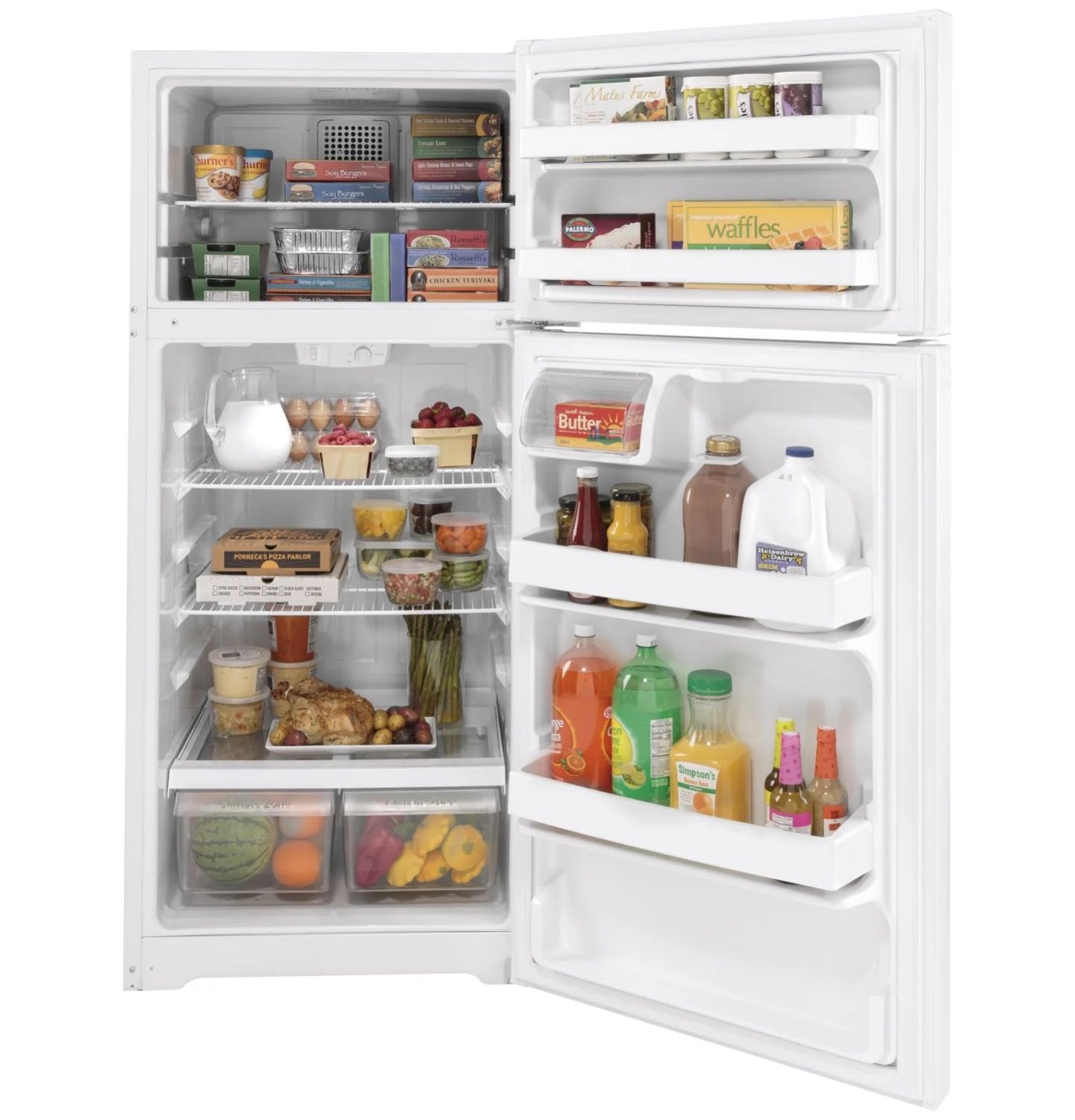 GE 28" 16.6 Cu. Ft. White Top-Freezer Refrigerator - GTE17DTNRWW - Image 2