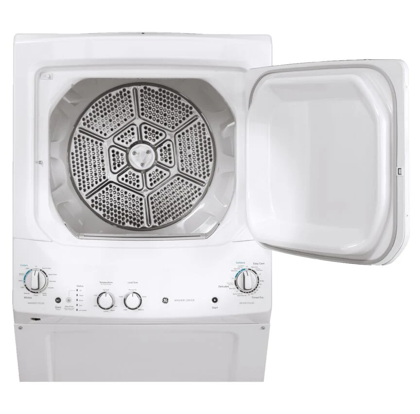GE White Unitized Spacemaker® Washer (4.4 Cu.Ft.) and White Gas Dryer (5.9 Cu.Ft.) - GUD27GSSMWW - Image 2