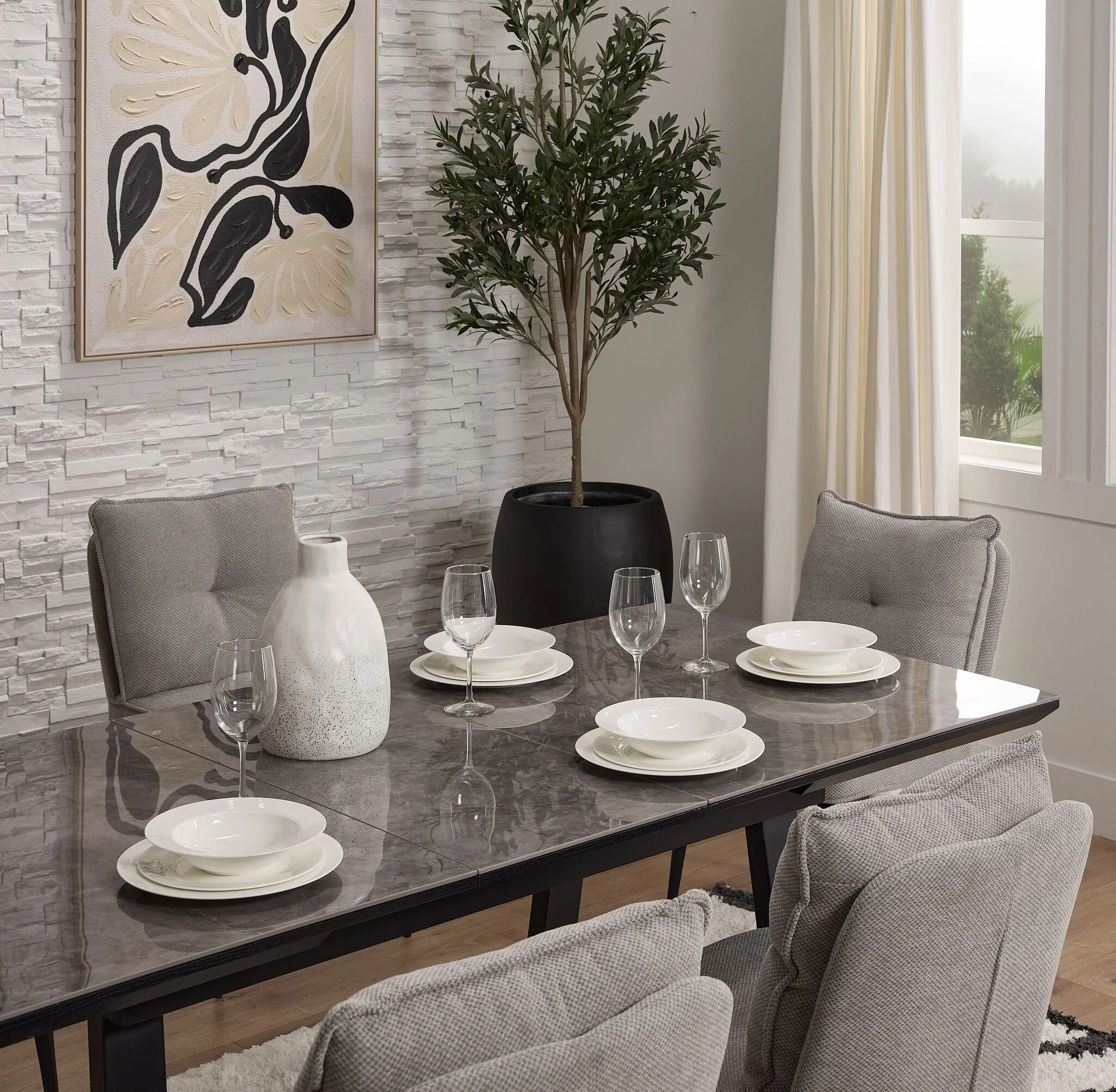 In Full Bloom - Gemini 5- Piece Extendable Dining Set - Grey - Image 2