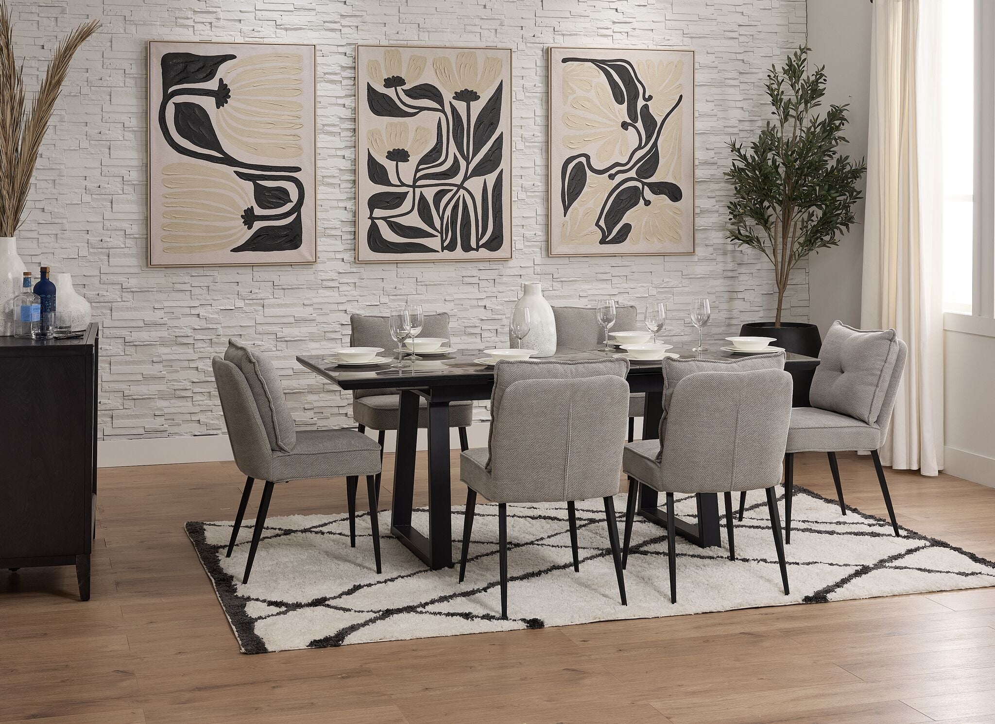 In Full Bloom - Gemini 7-Piece Extendable Dining Set - Grey - Image 2