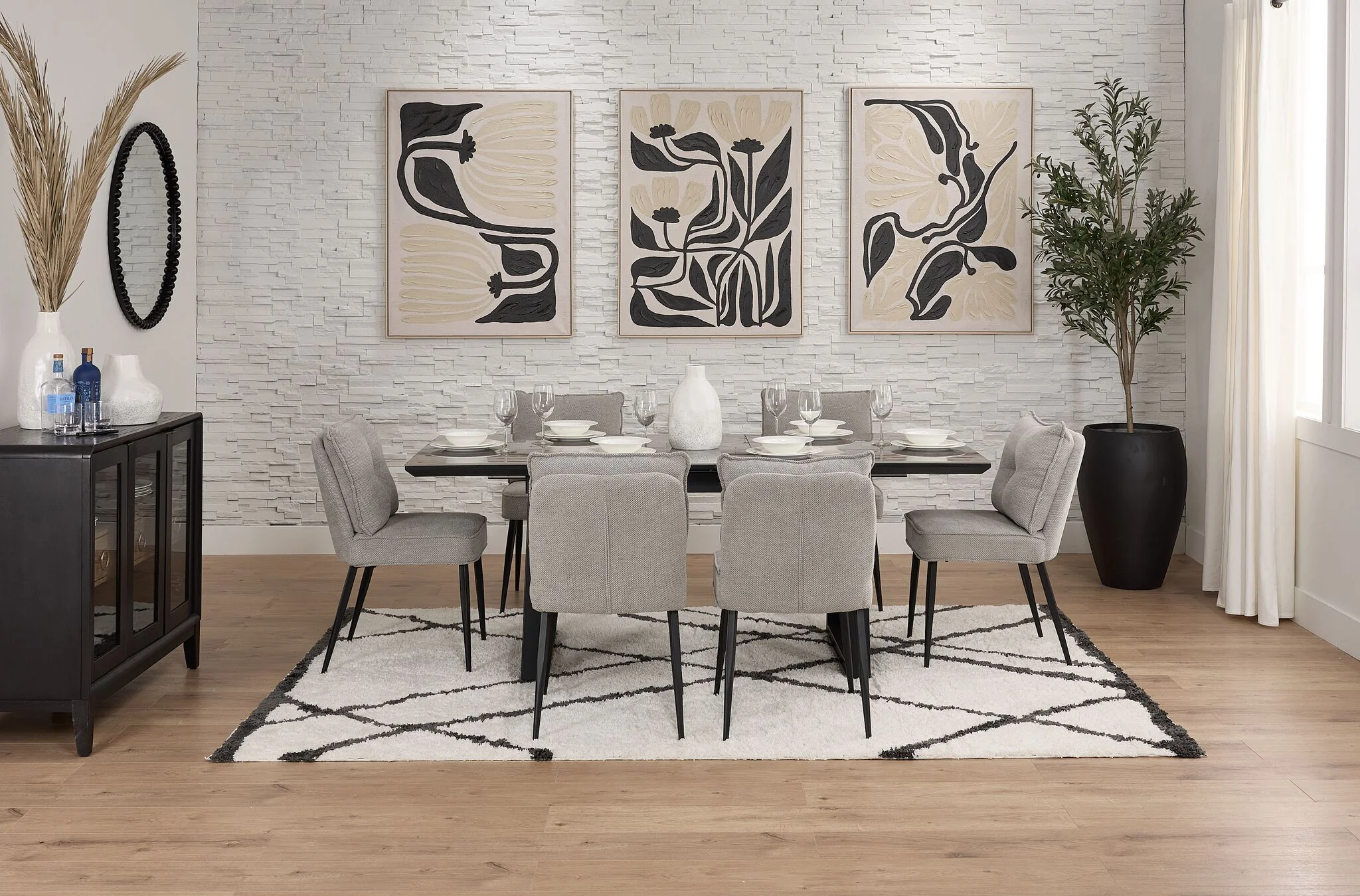 In Full Bloom - Gemini 7-Piece Extendable Dining Set - Grey - Image 3