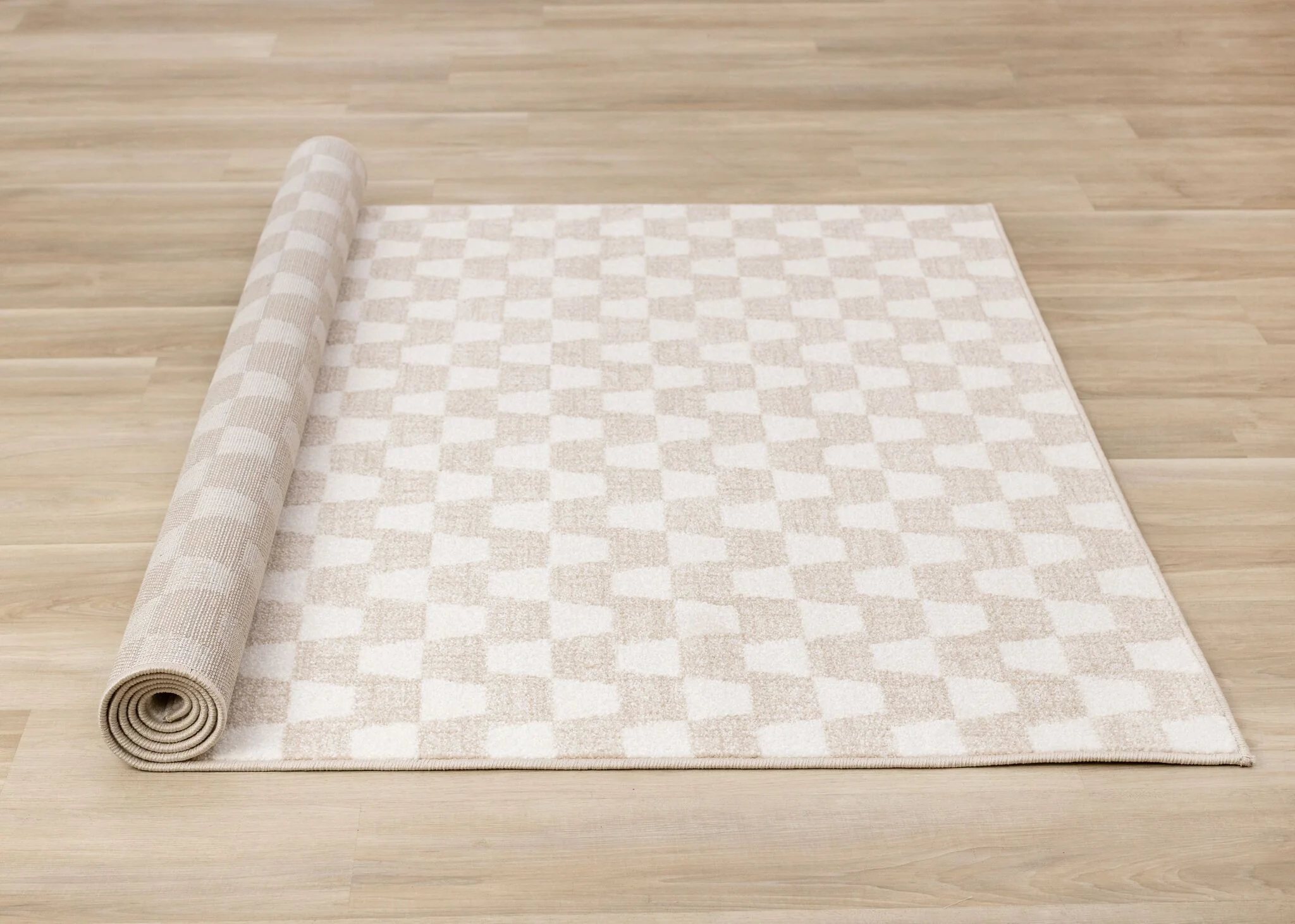 Gentle Wave 5'3" x 7'7" Wavy Line Area Rug - Beige, Cream - Image 9