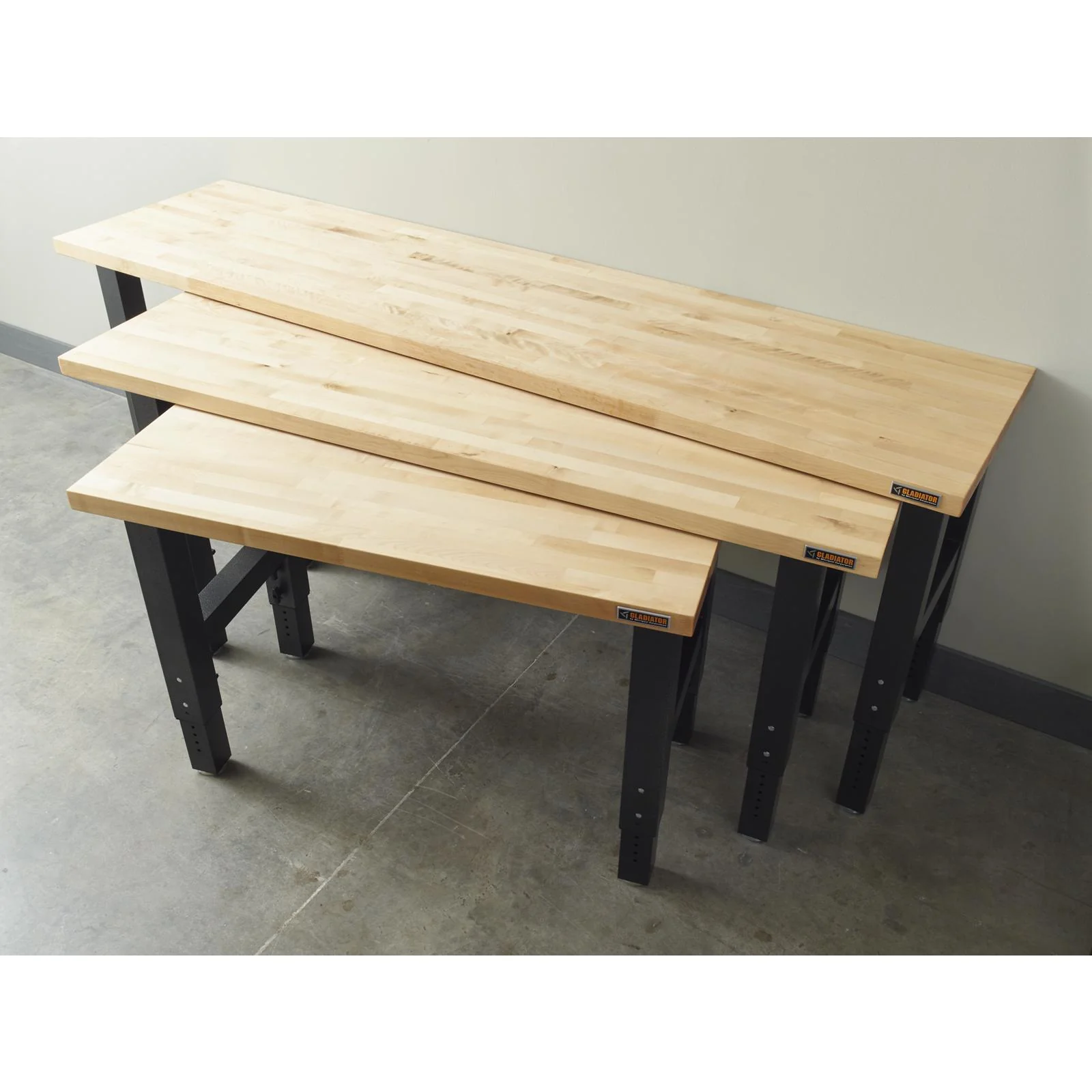 Gladiator Hammered Granite 8' Wide Adjustable Height Hardwood Workbench - GAWB08HWEG - Image 7