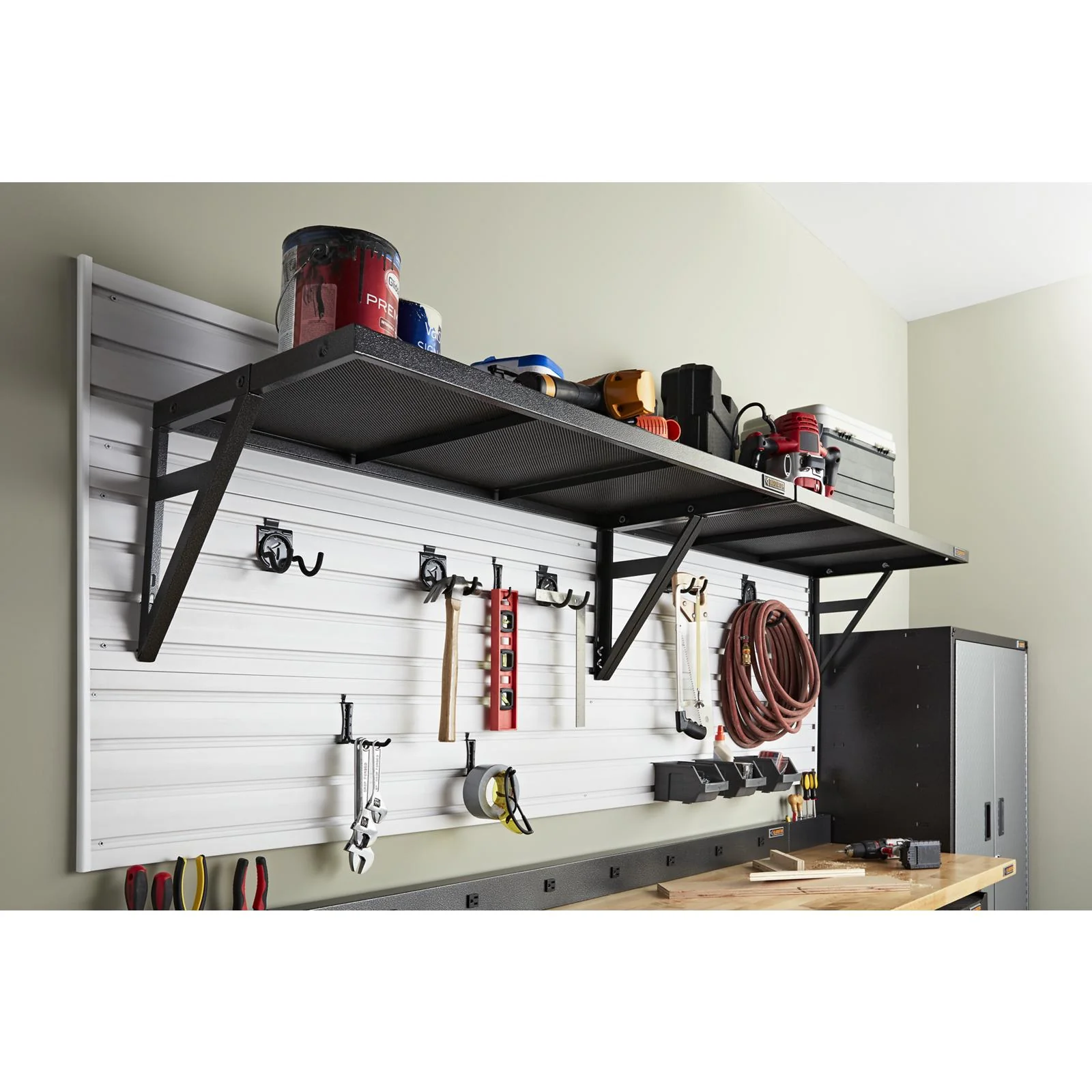 Gladiator Hammered Granite 8' Wide Adjustable Height Hardwood Workbench - GAWB08HWEG - Image 8