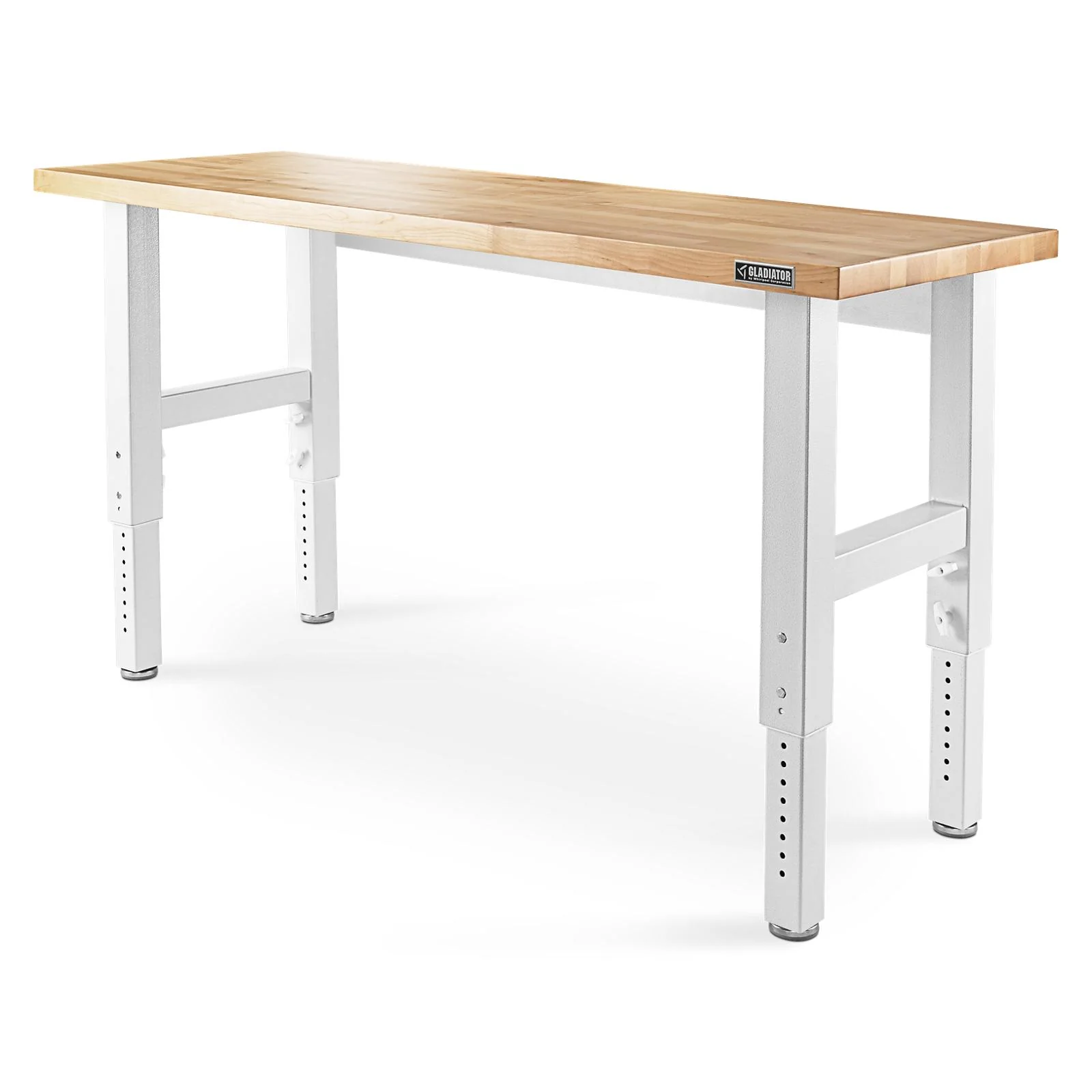 Gladiator Hammered White 6' Adjustable Height Hardwood Workbench - GAWB06HWGW - Image 2