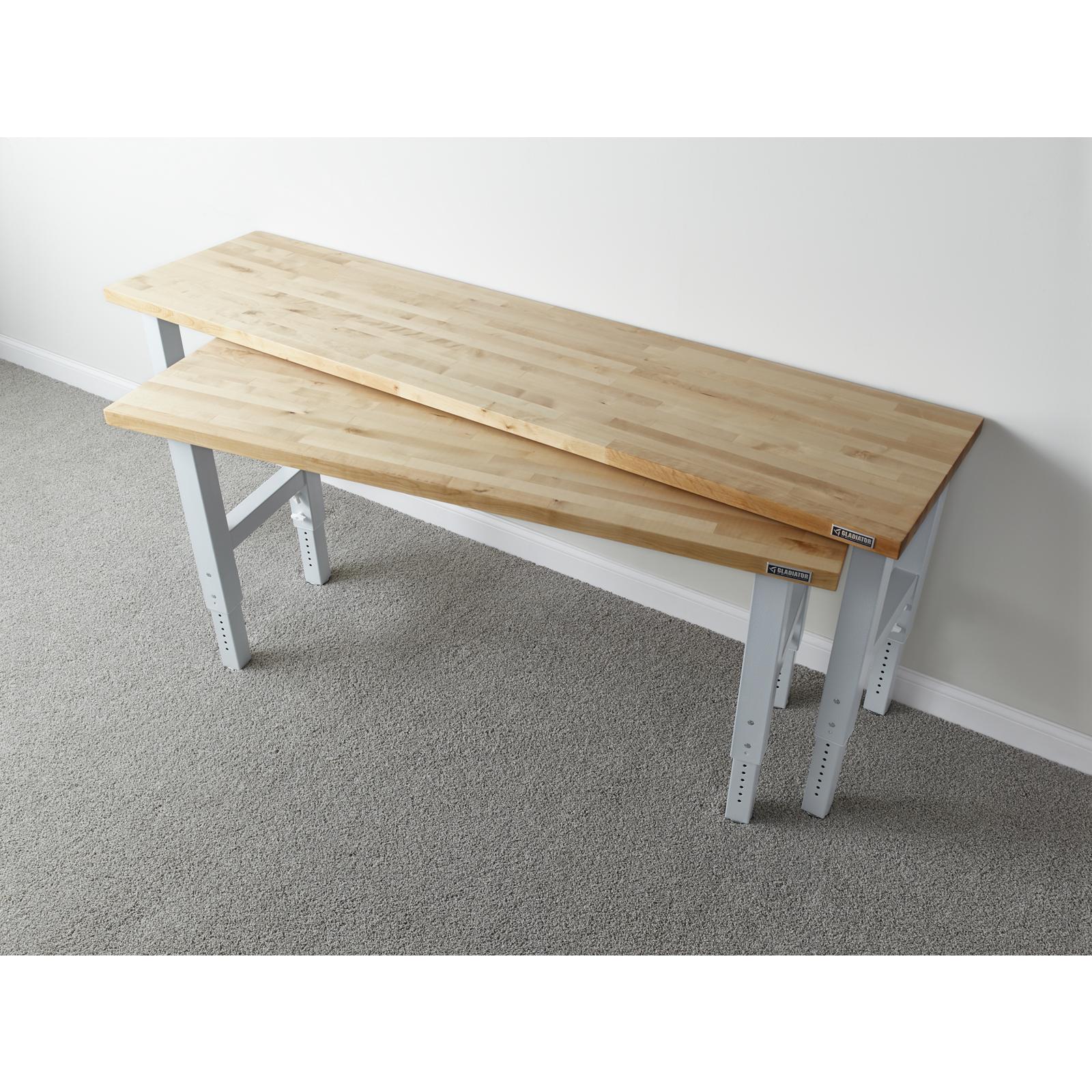 Gladiator Hammered White 6' Adjustable Height Hardwood Workbench - GAWB06HWGW - Image 6