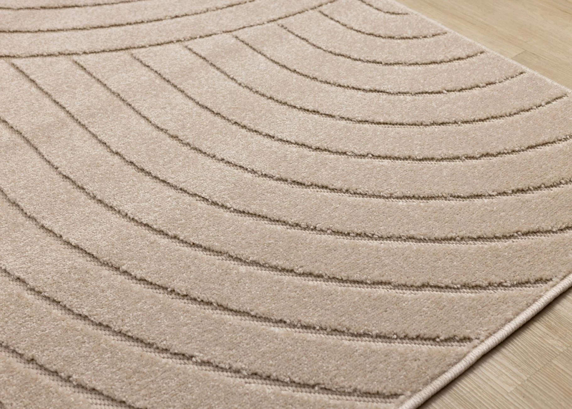 Golden Dunes 6'7" x 9'6" Modern Curved Arches Design Area Rug - Beige - Image 3