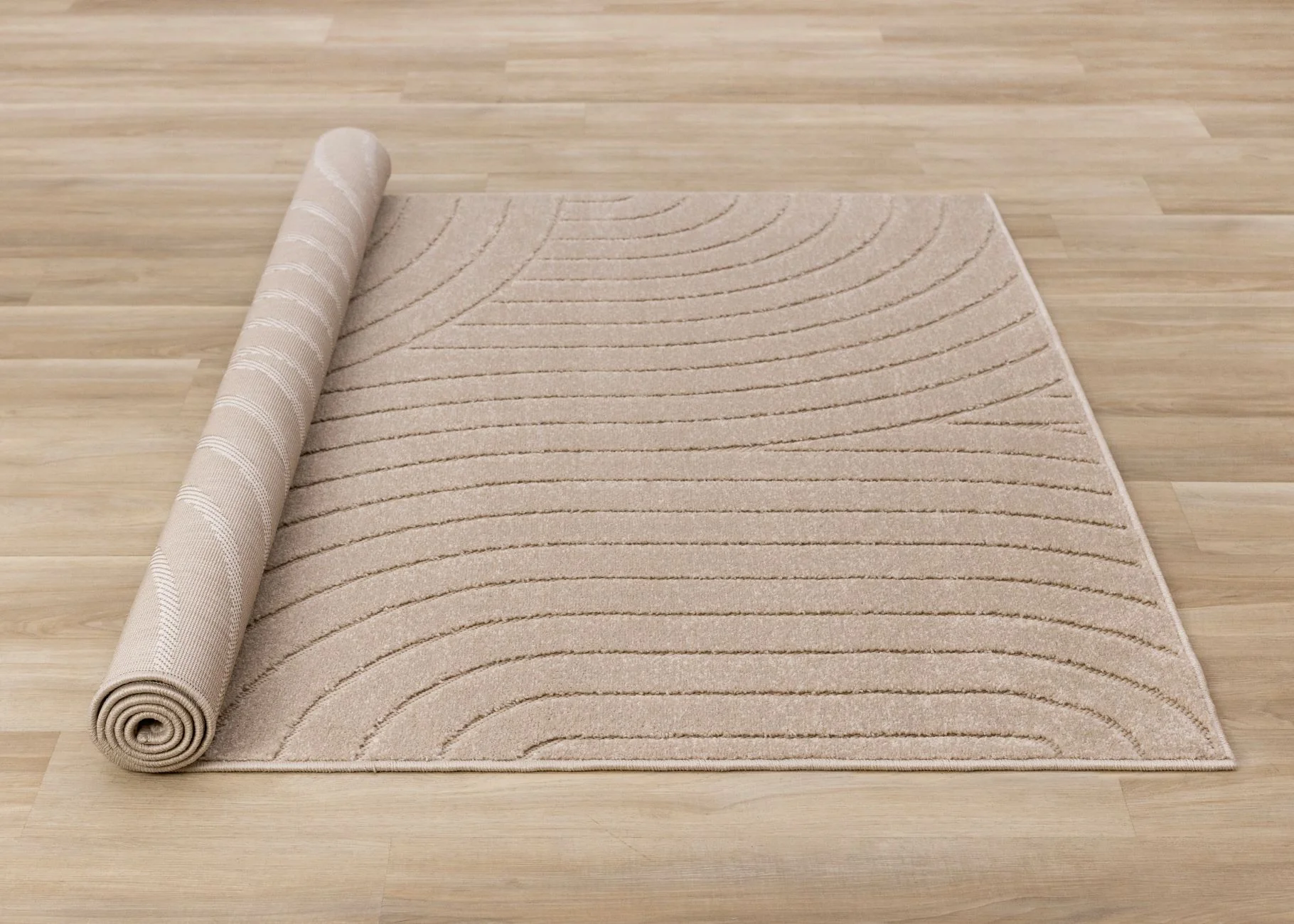 Golden Dunes 6'7" x 9'6" Modern Curved Arches Design Area Rug - Beige - Image 6