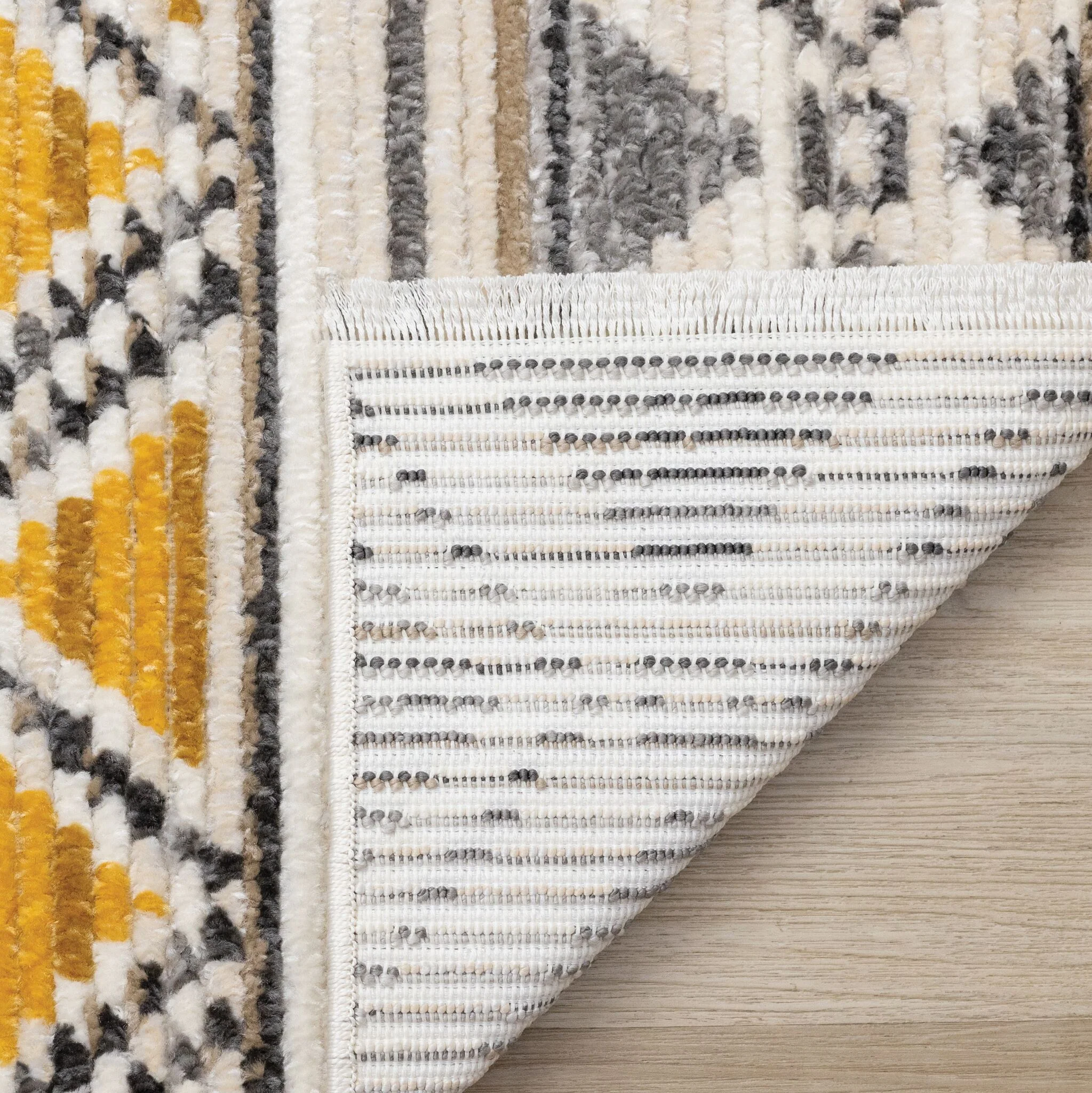 Golden Peaks 7'10" x 10'6" Tribal Area Rug - Grey, Yellow - Image 4
