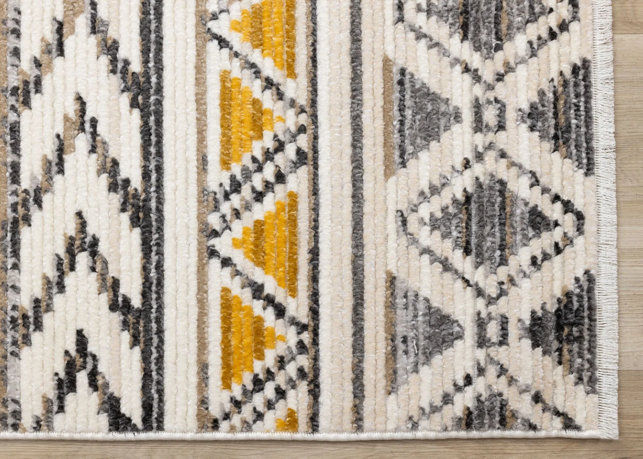 Golden Peaks 7'10" x 10'6" Tribal Area Rug - Grey, Yellow - Image 5