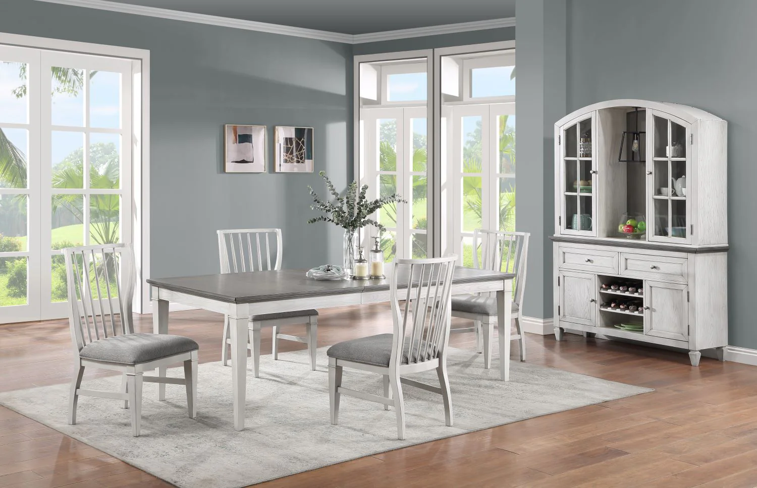 Greyridge Farm 7-Piece Extendable Dining Set - Grey, White - Image 2