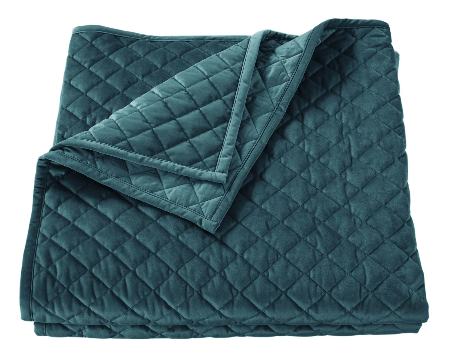 Grudina Velvet Diamond Queen Quilt Set - Teal - Image 2