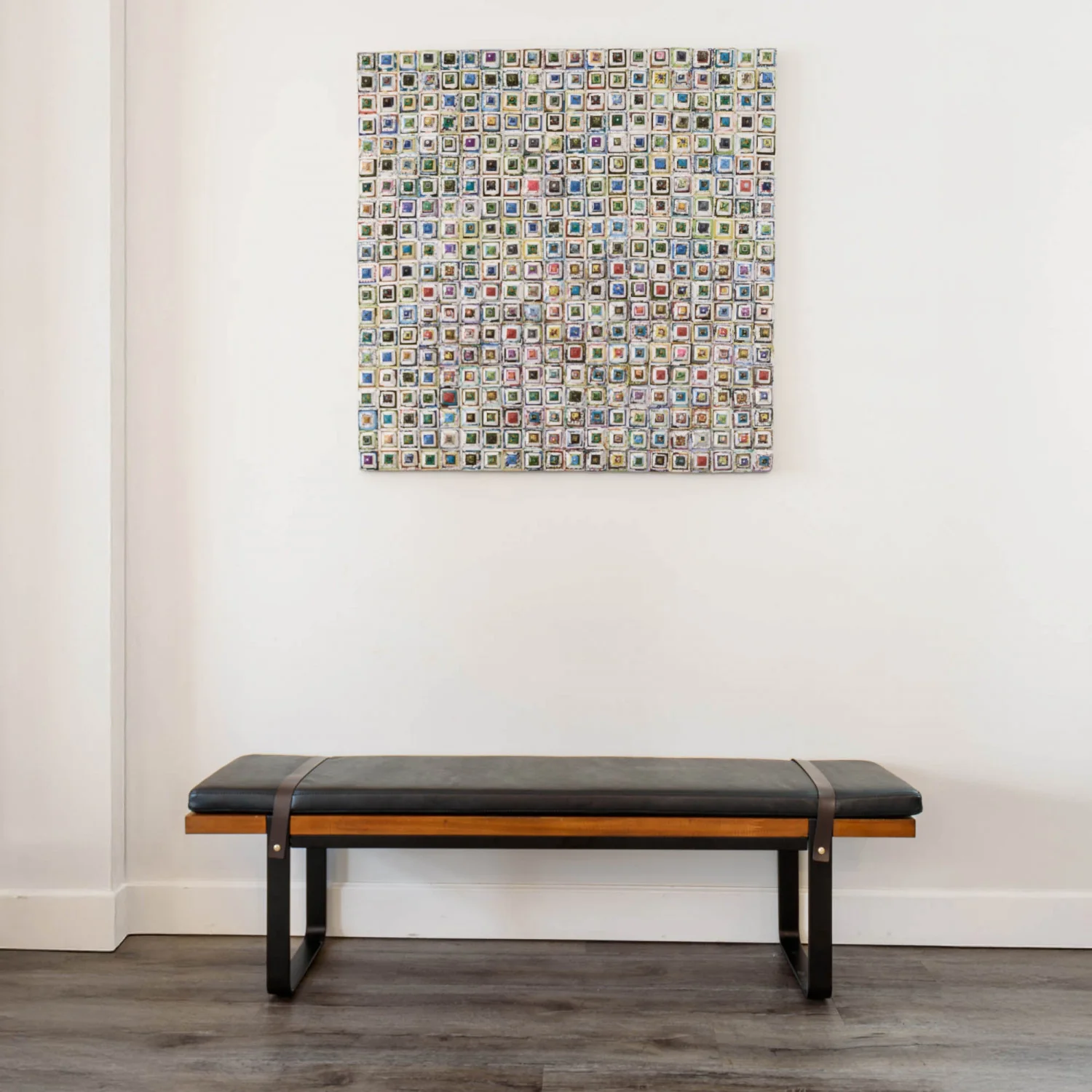 Haldra Upholstered Bench - Black/Brown - Image 7