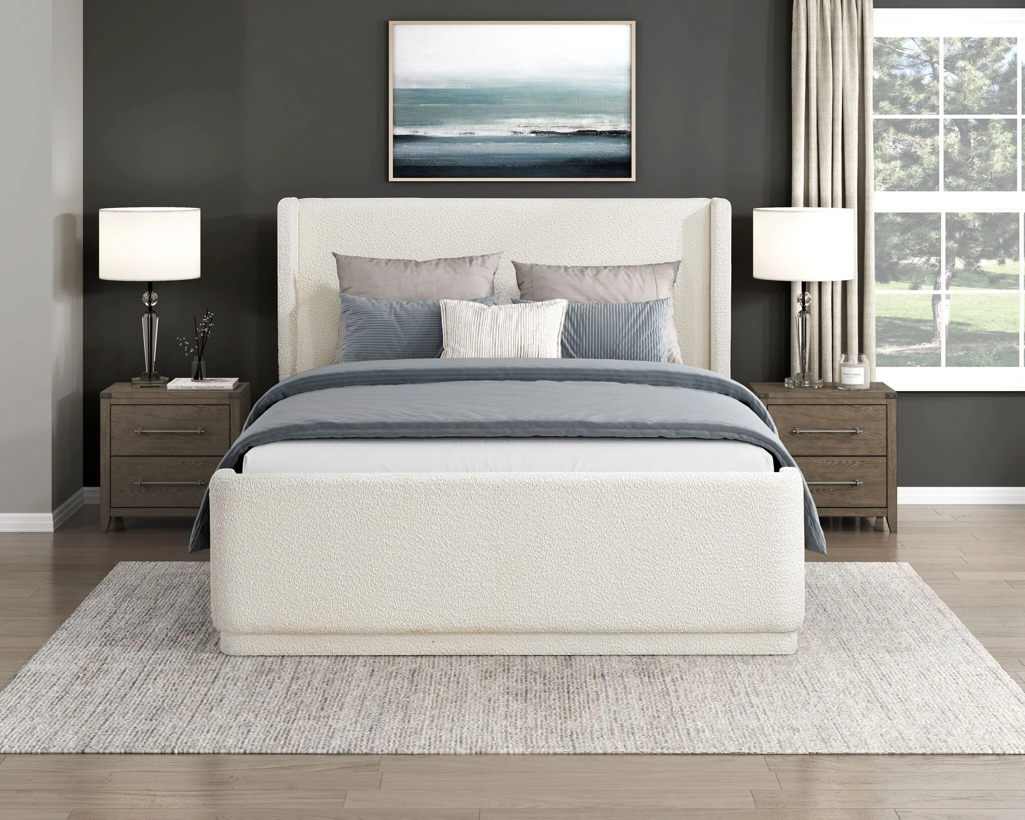 In Full Bloom - Hallie 3-Piece King Upholstered Bed - Beige - Image 2