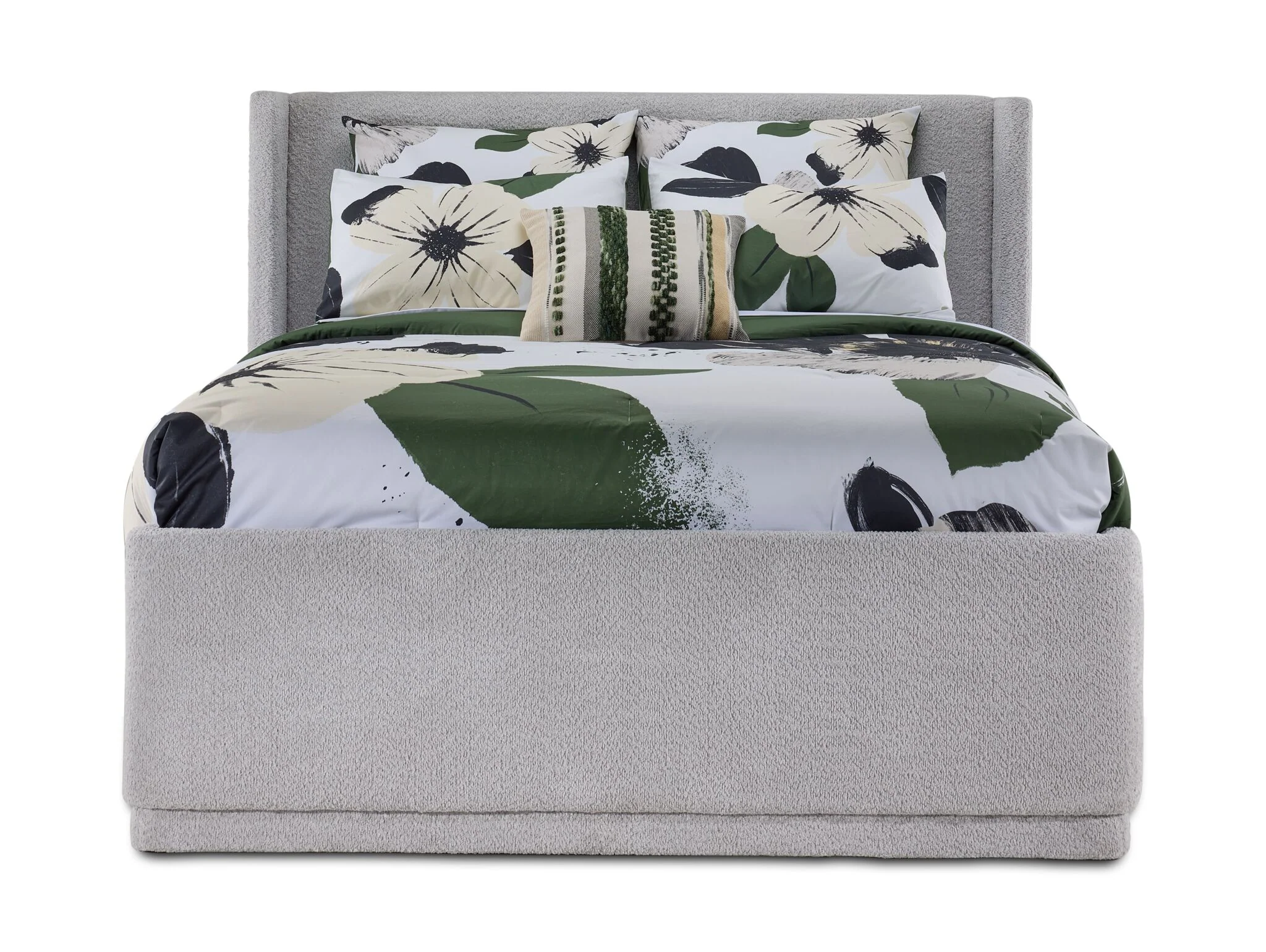 In Full Bloom - Hallie 3-Piece King Upholstered Bed - Light Grey - Image 4