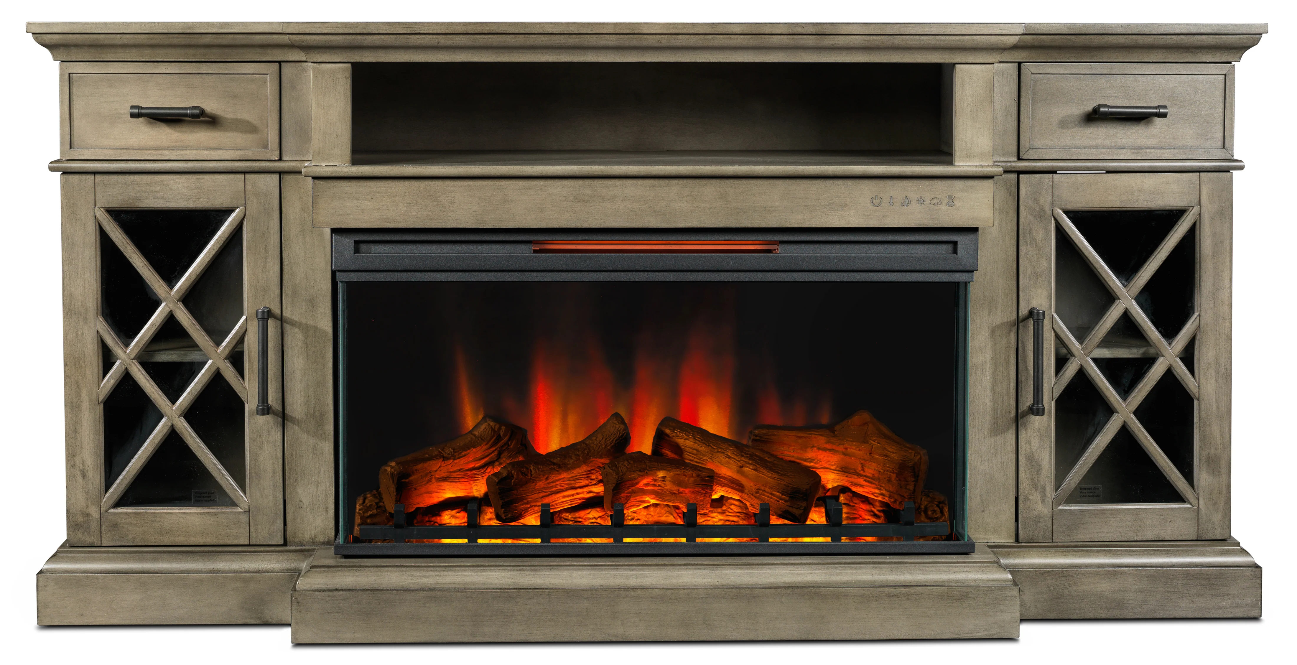 Hamilton 70" Fireplace TV Stand - Weathered Grey - Image 2