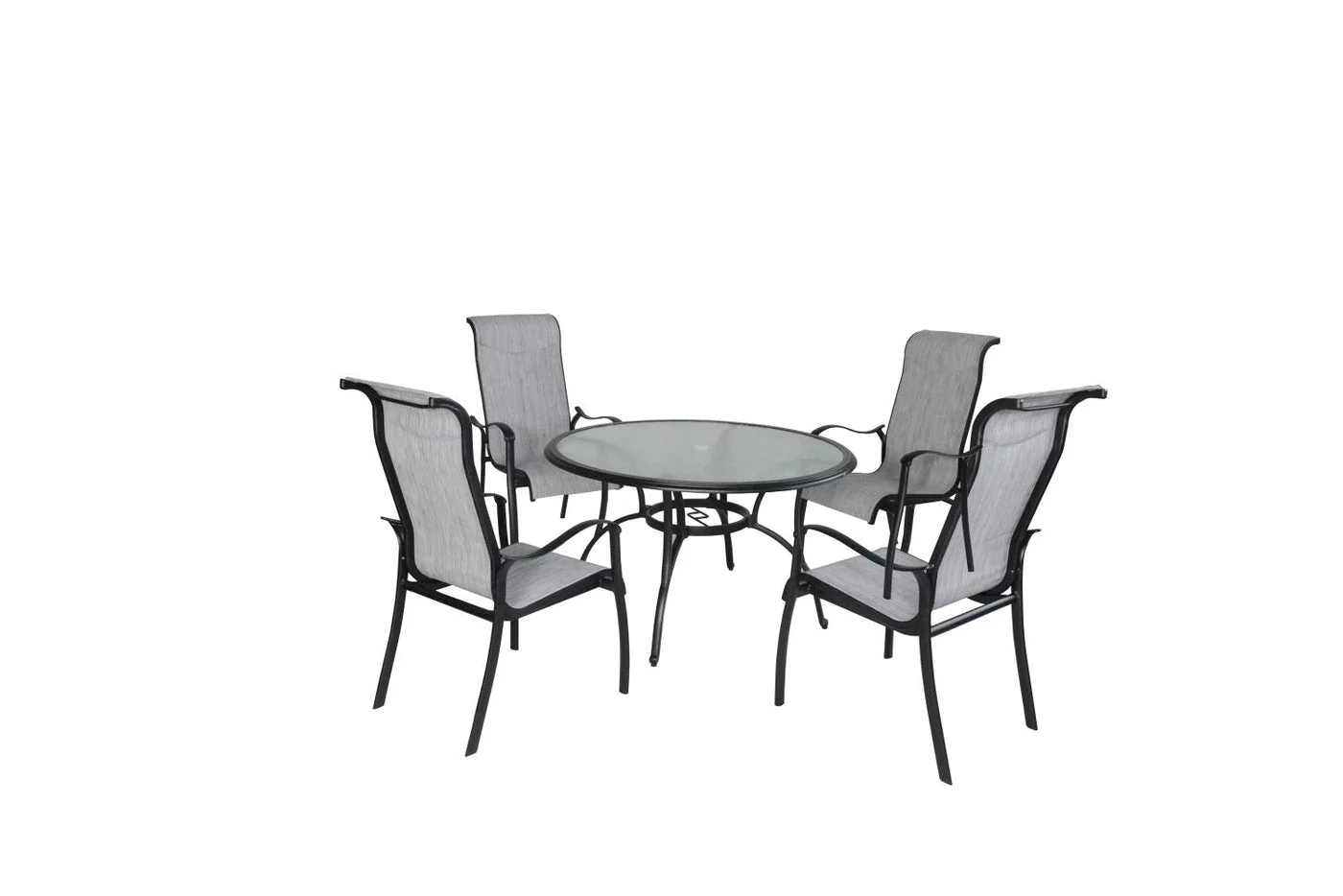 Hanlan 48" Round Outdoor Dining Table - Charcoal/Glass - Image 3