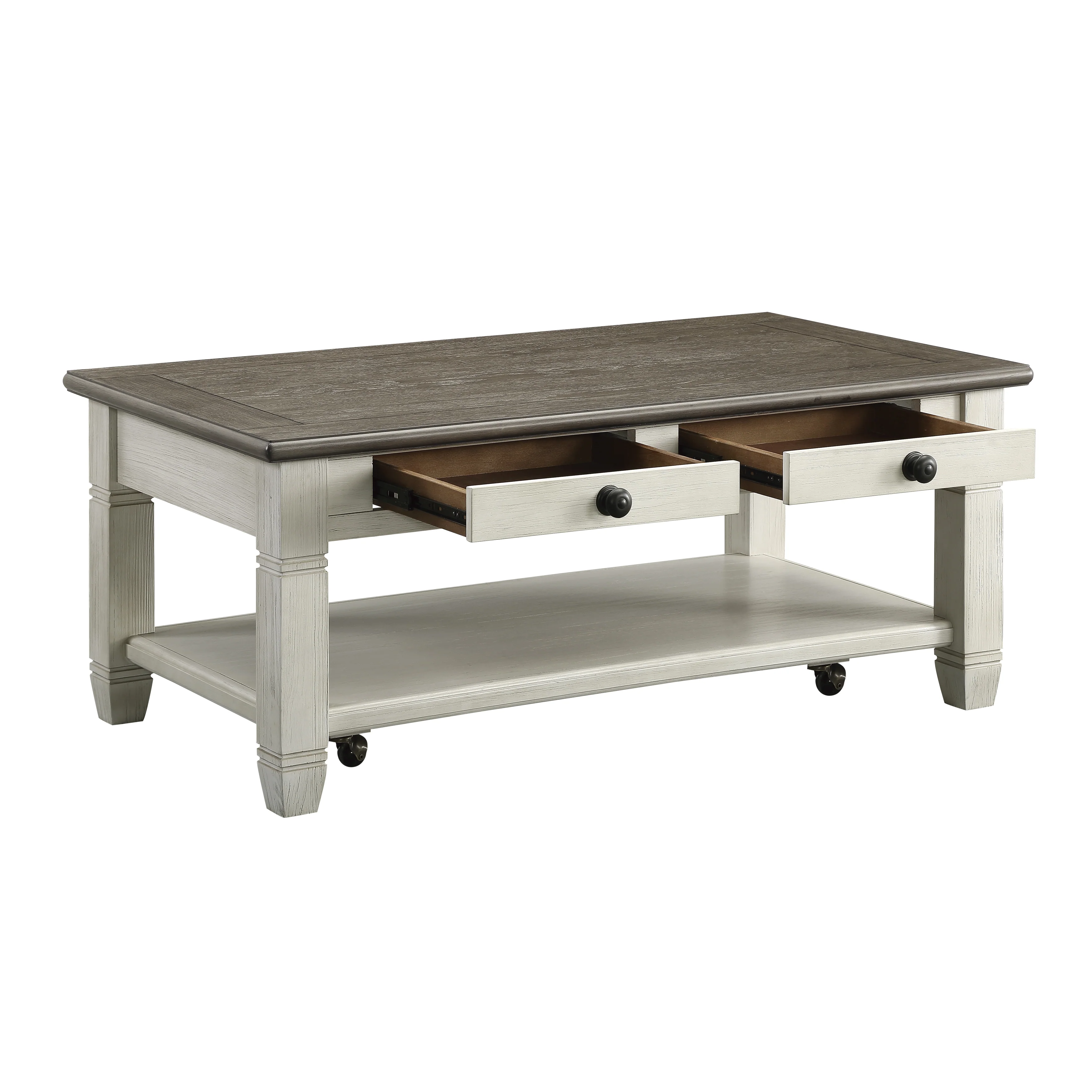 Harold 48" Coffee Table - Antique White and Brown - Image 3