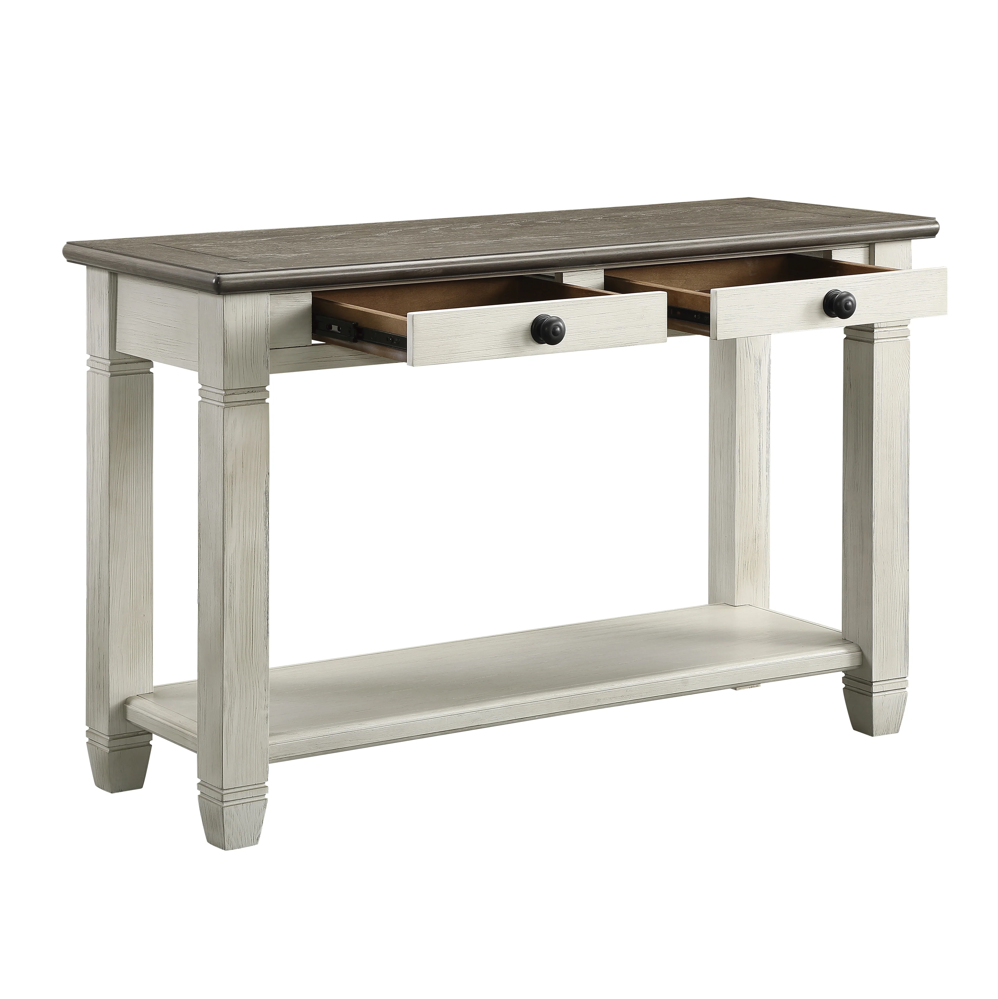 Harold 48" Sofa Table - Antique White and Brown - Image 3