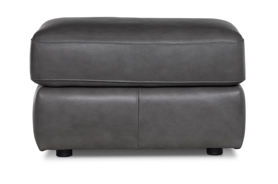 Harris Leather Ottoman - Grey - Image 2