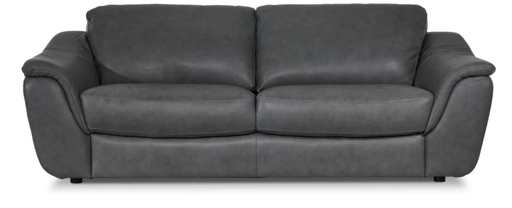 Harris Leather Sofa and Chair Set - Grey - Image 3