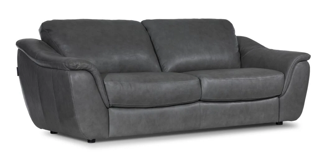 Harris Leather Sofa and Loveseat Set - Grey - Image 2