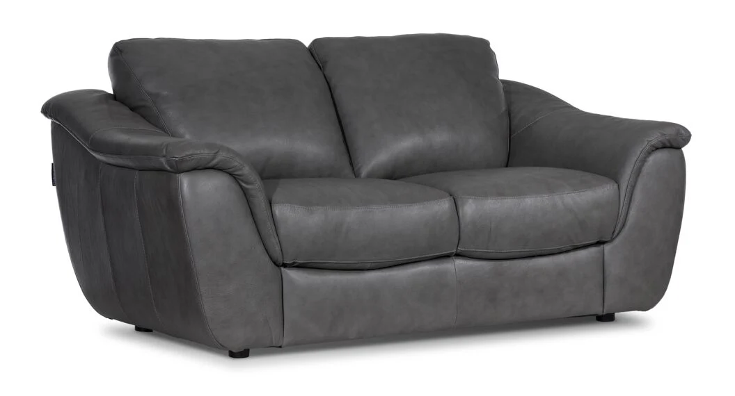 Harris Leather Sofa, Loveseat and Chair Set - Grey - Image 3