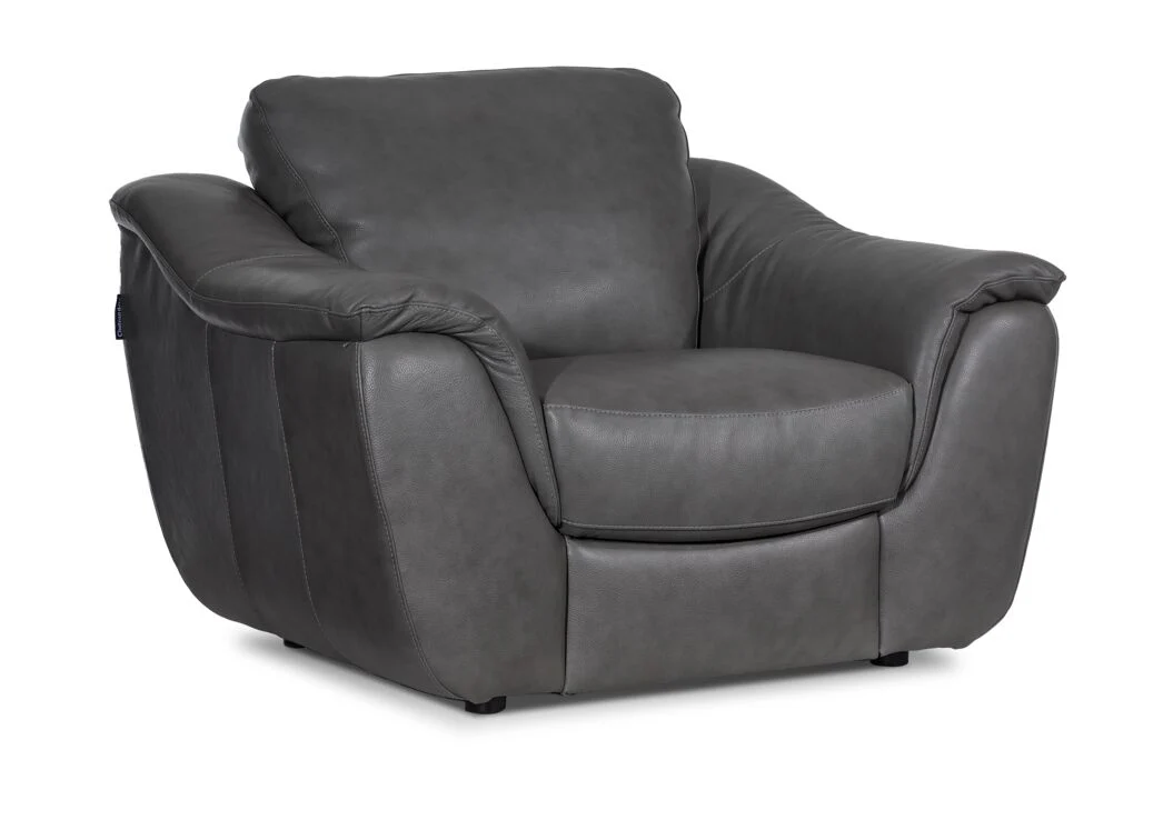 Harris Leather Sofa, Loveseat and Chair Set - Grey - Image 4