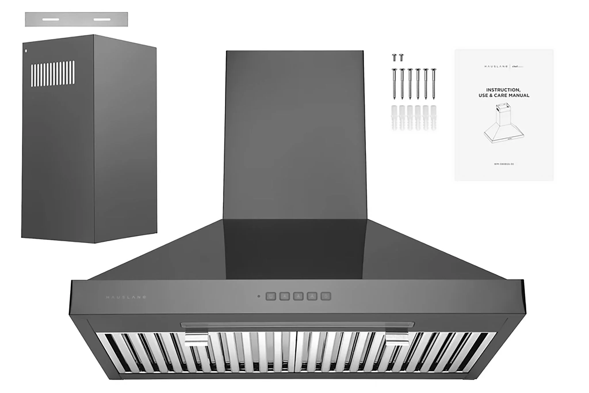 Hauslane Black Stainless Steel 30" 860 CFM Chimney Range Hood - WM-590BSS-30 - Image 3