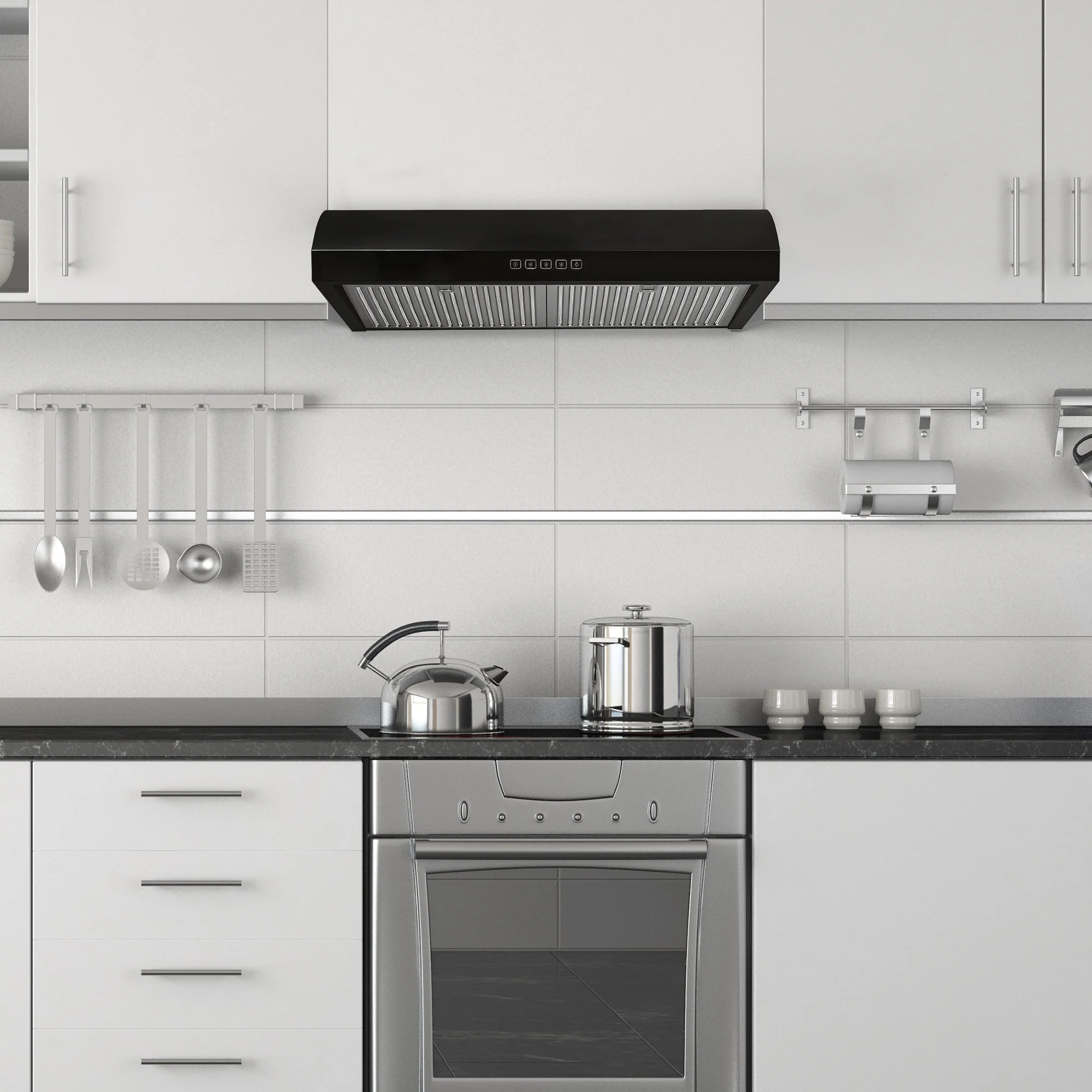 Hauslane Chef Series Black 30" 400 CFM Under Cabinet Range Hood - UC-B018BLK-30 - Image 2