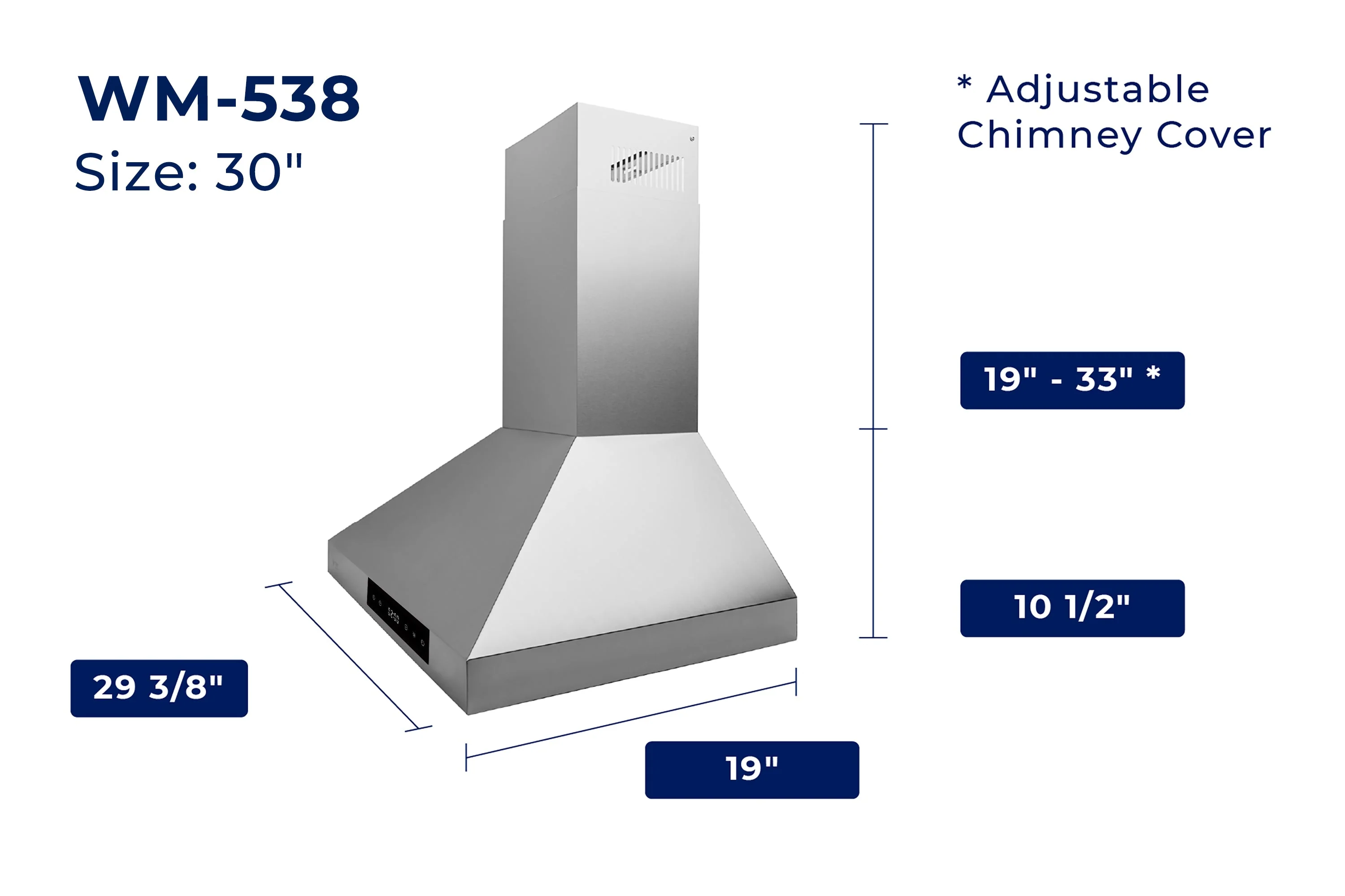 Hauslane Chef Series Matte Black 30" 860 CFM Wall Mount Range Hood - WM-538BLK-30 - Image 3