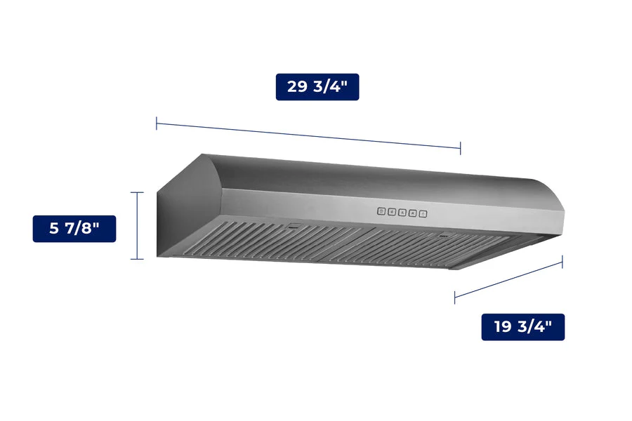 Hauslane Stainless Steel 30" 400 CFM Under Cabinet Range Hood - UC-B018SS-30 - Image 8
