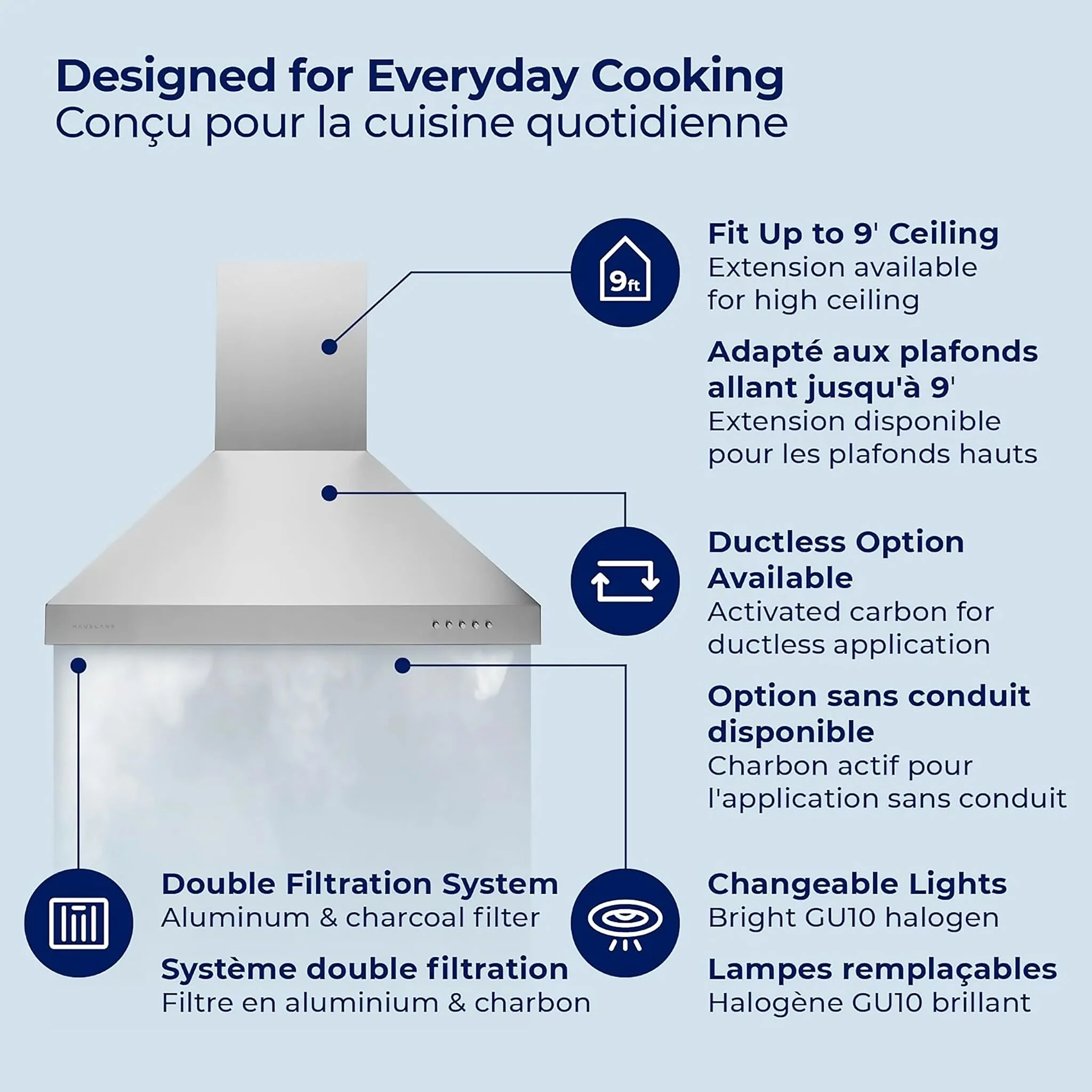 Hauslane Stainless Steel 30" 750 CFM Chimney Range Hood - WM-530SS-30B - Image 3