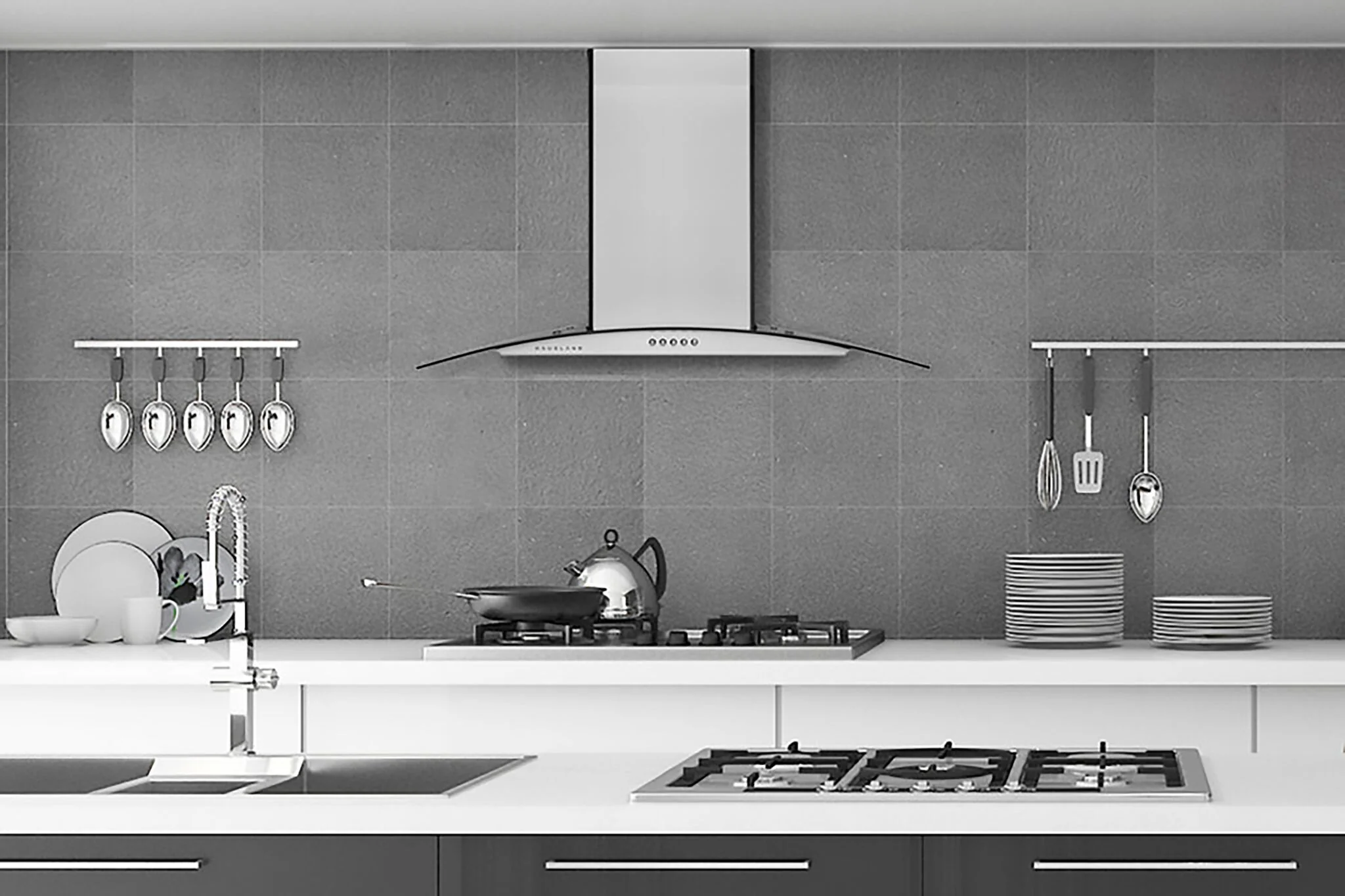 Hauslane Stainless Steel 36" 750 CFM Glass Wall Mount Range Hood - WM-600SS-36 - Image 2