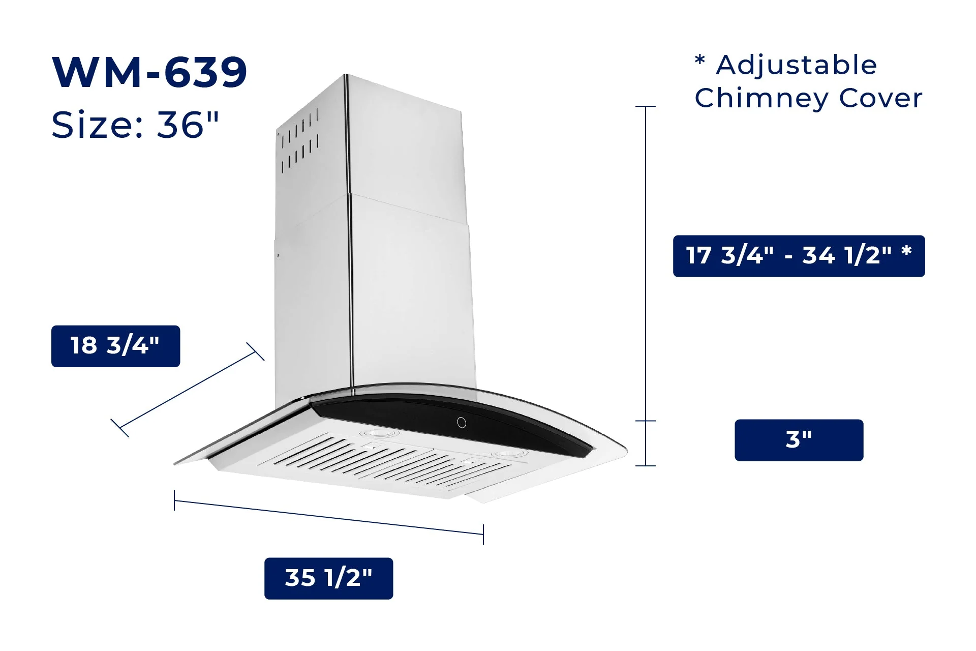 Hauslane Stainless Steel Chef 36" Convertible Wall-Mounted Range Hood - WM-639SS-36 - Image 11