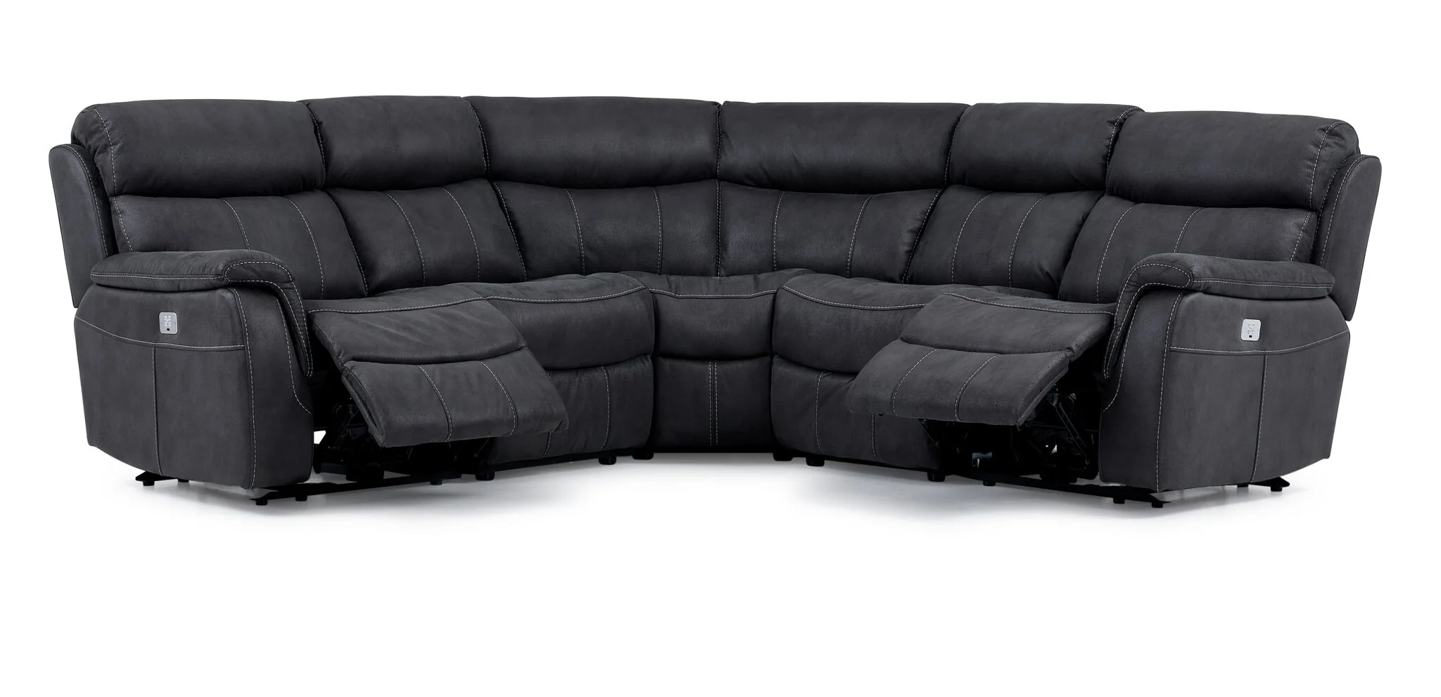 Haven 5-Piece Dual Power Reclining Sectional - Grey - Image 4