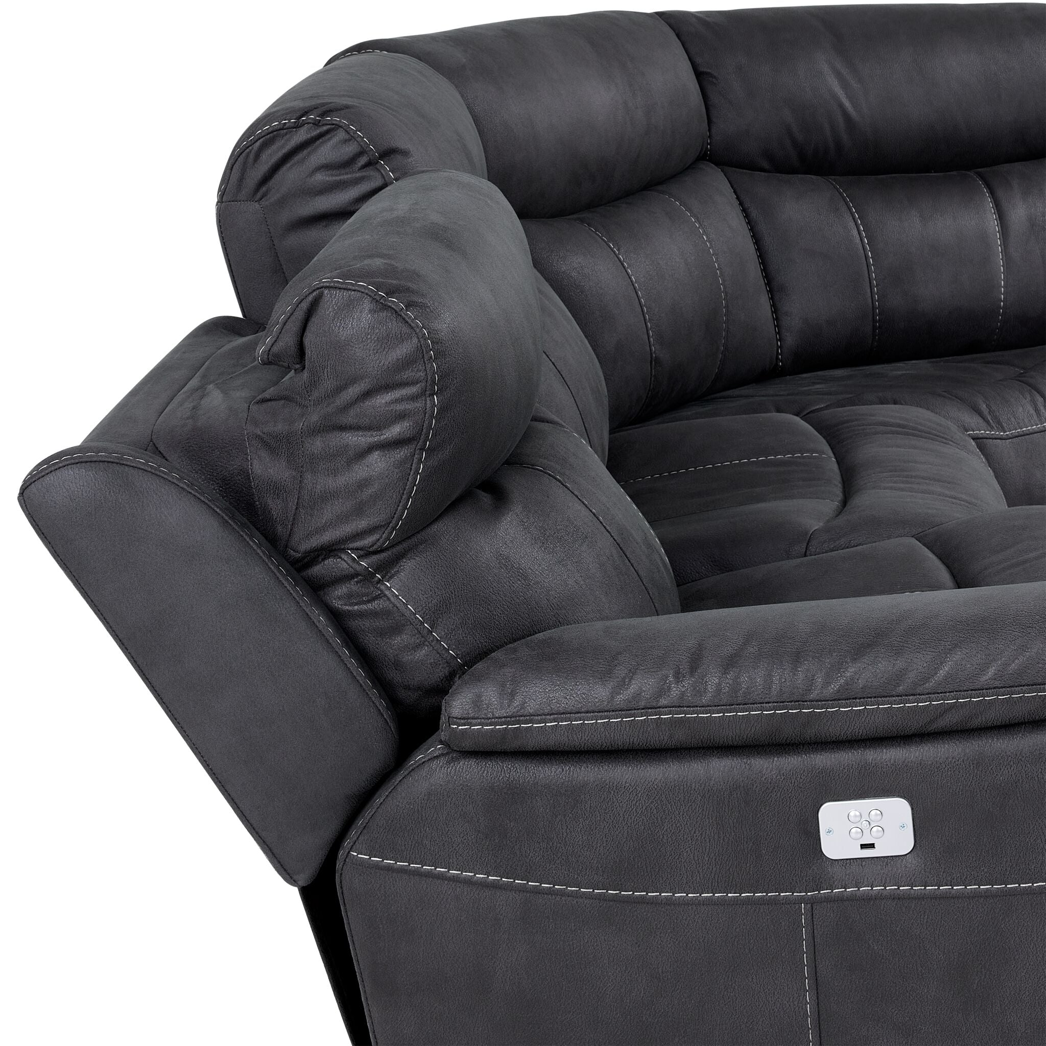 Haven 5-Piece Dual Power Reclining Sectional with Console - Grey - Image 5
