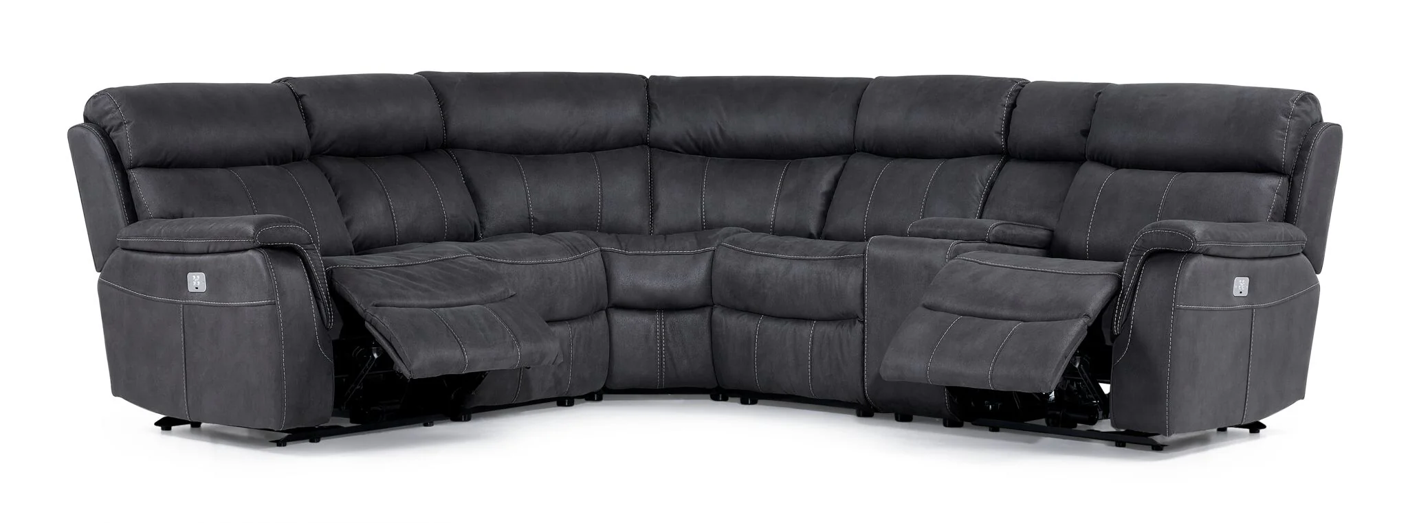 Haven 6-Piece Dual Power Reclining Sectional - Grey - Image 3