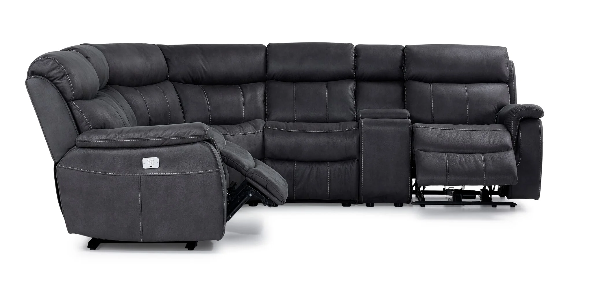 Haven 6-Piece Dual Power Reclining Sectional - Grey - Image 4