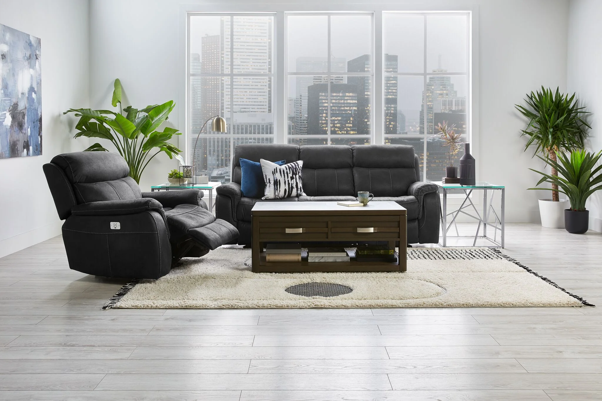 Haven Dual Power Reclining Sofa and Chair Set - Grey - Image 3