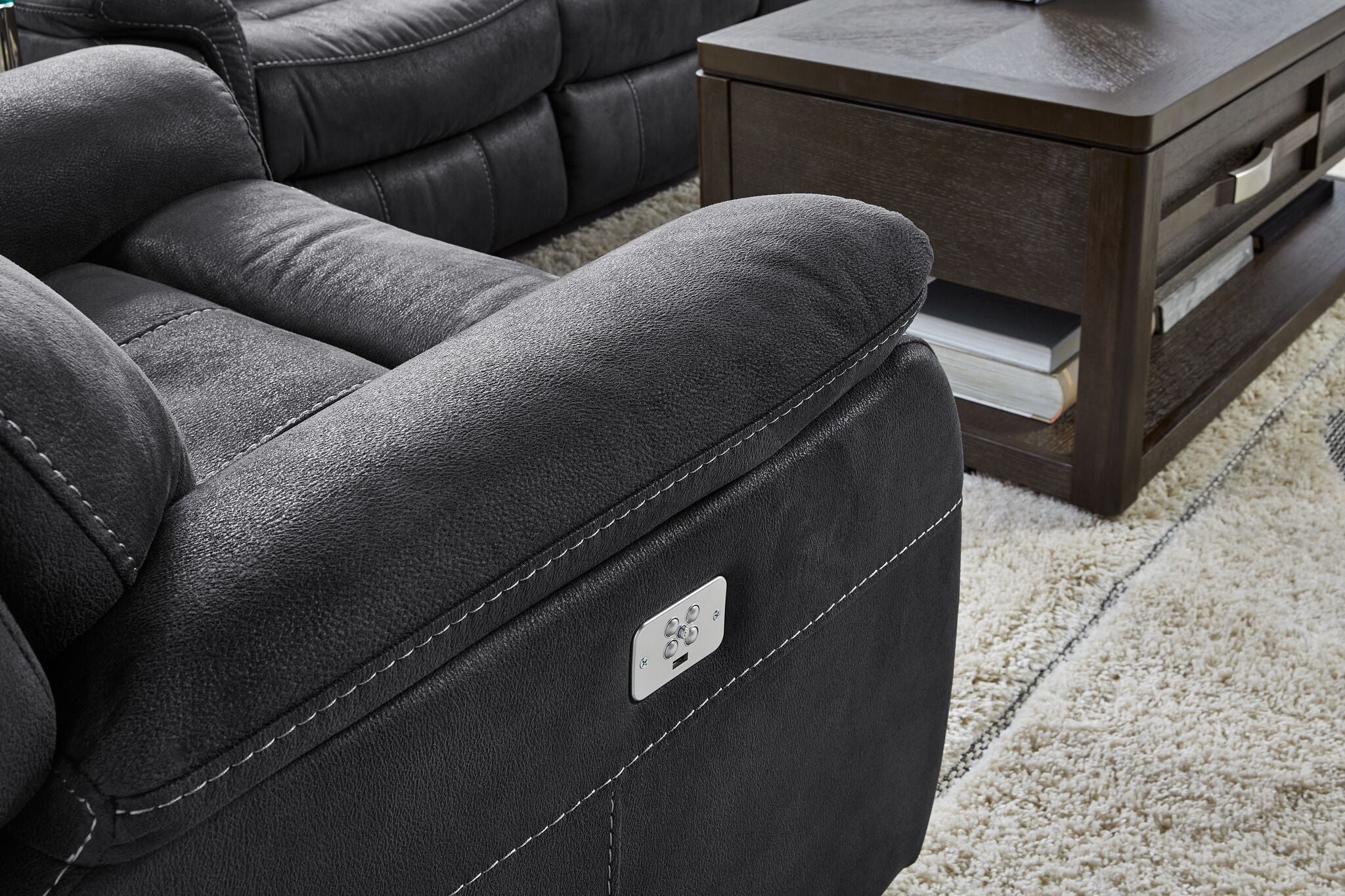 Haven Dual Power Reclining Sofa and Chair Set - Grey - Image 4