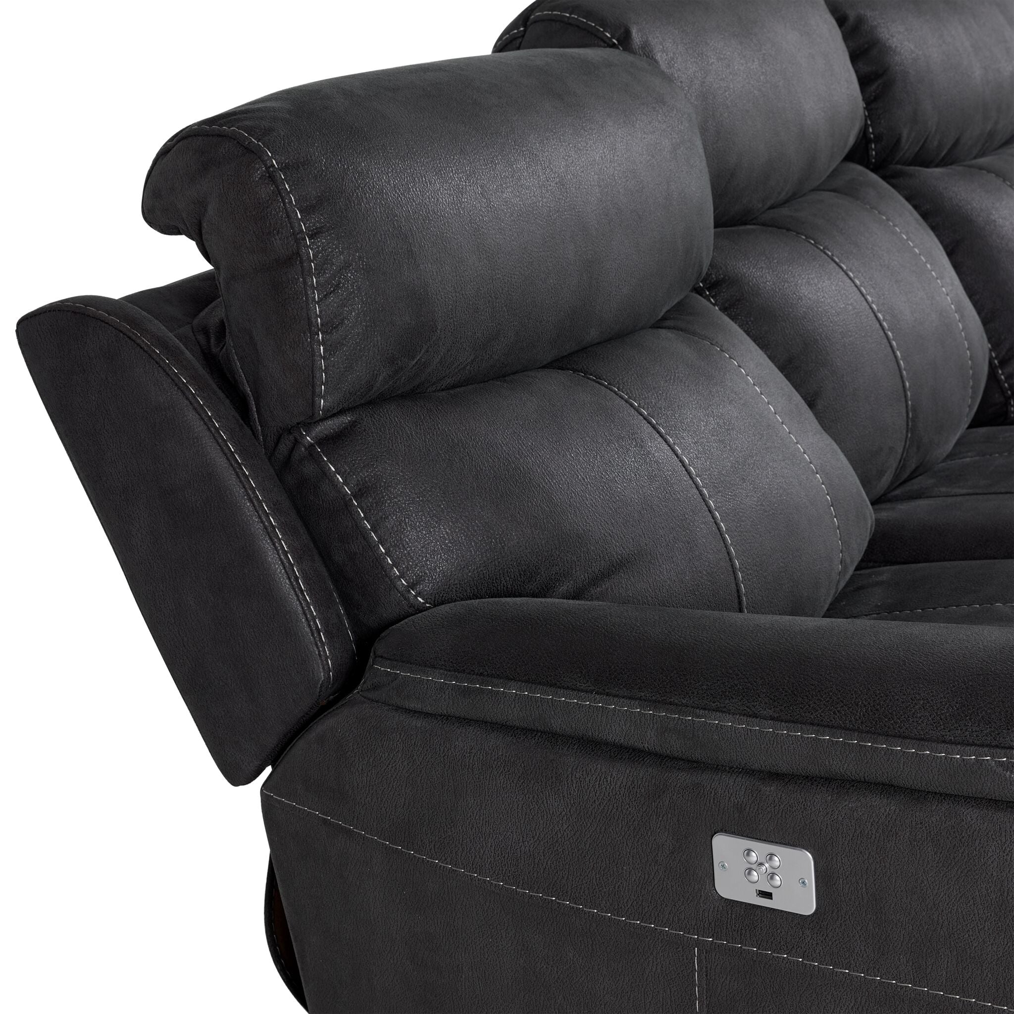 Haven Dual Power Reclining Sofa and Loveseat Set - Grey - Image 4