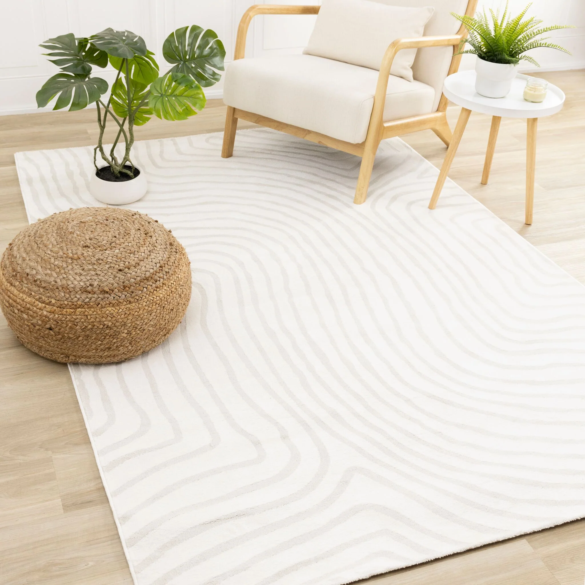 Hayden 5'3" x 7'7" Swirling Lines Area Rug - Grey - Image 3