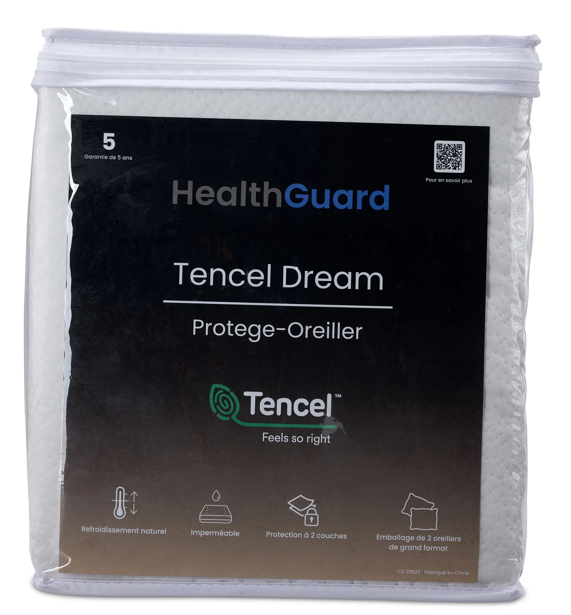 HealthGuard Tencel Dream Waterproof Queen Pillow Protector - 2PK - Image 2