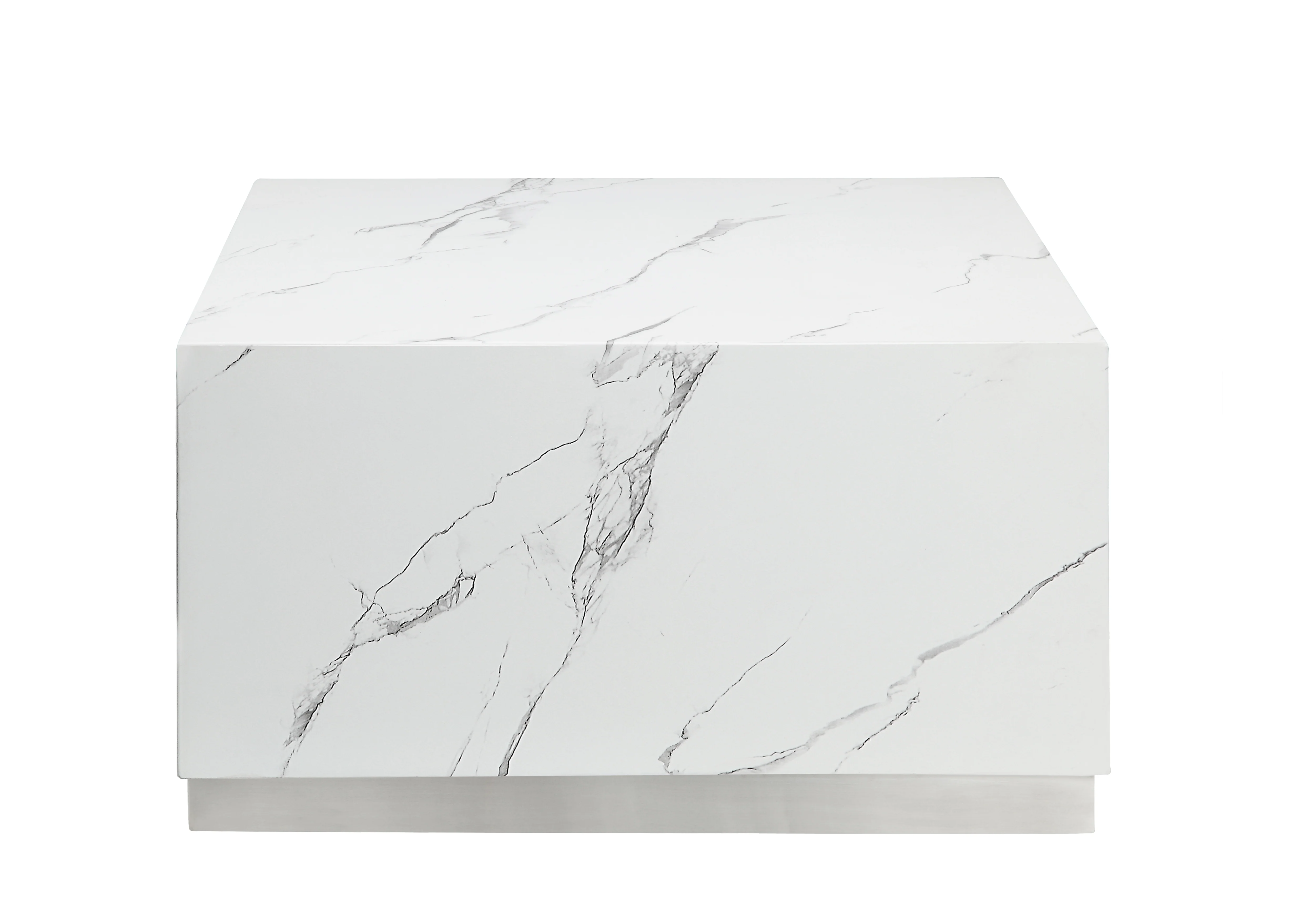 Helios 24" Square Coffee Table - White and Silver - Image 2